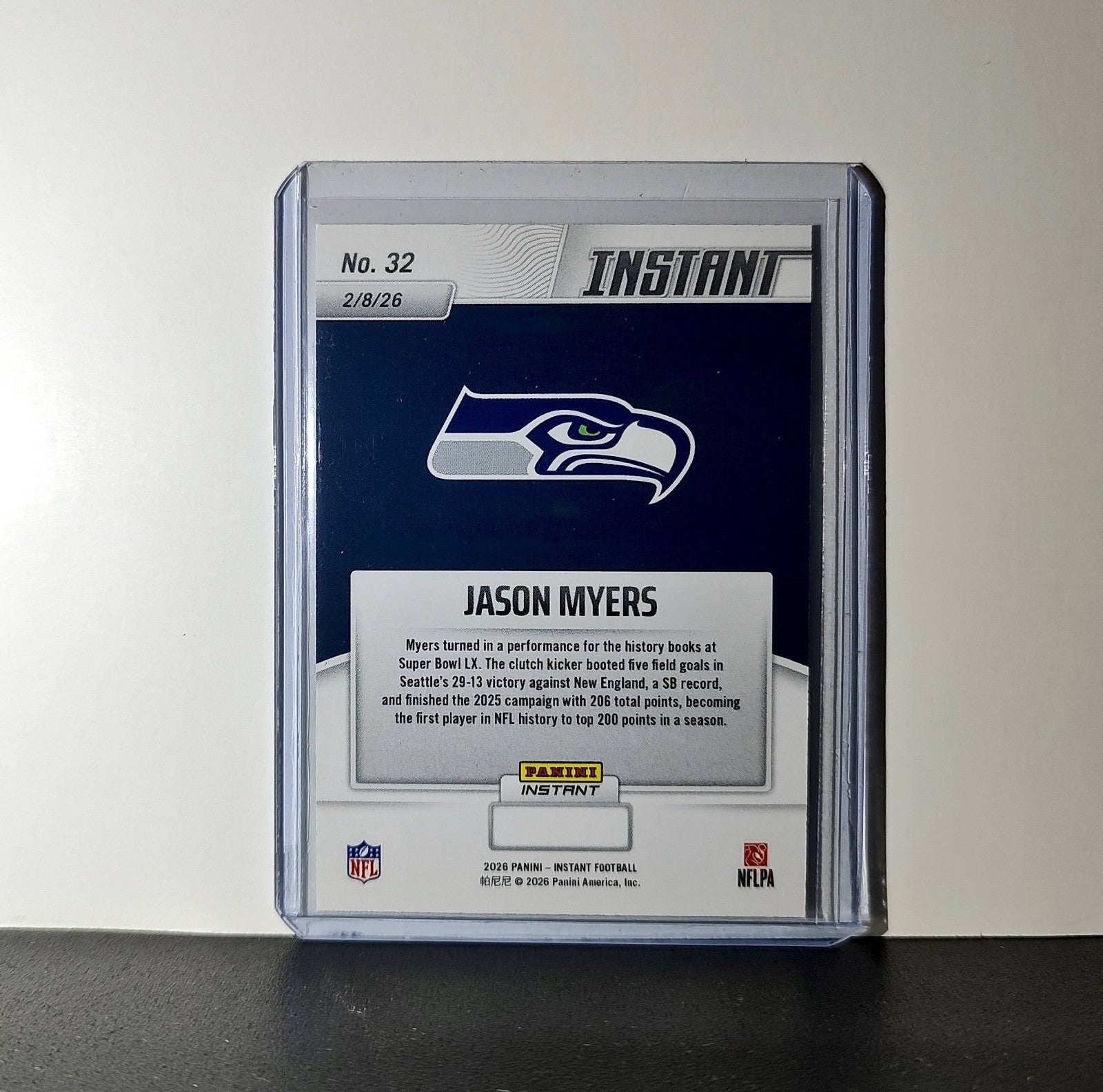 Jason Myers 2026 Panini NFL Super Bowl LIX Champions #32 Card Seattle Seahawks