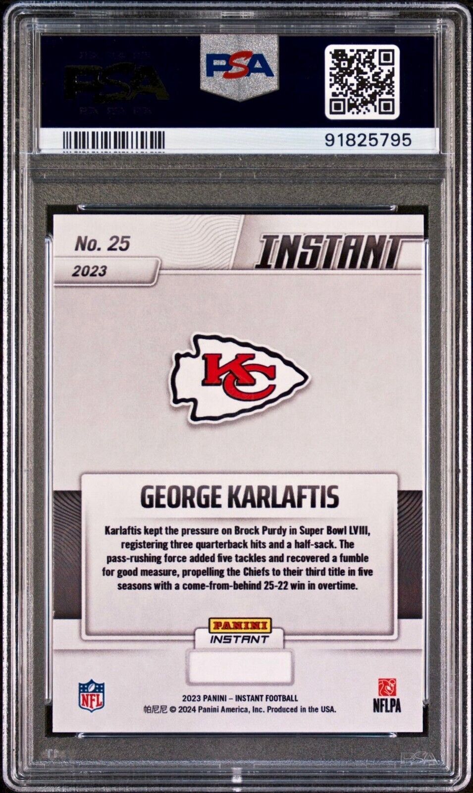 George Karlaftis 2023 Panini NFL Superbowl Champions #25 Card PSA 9 Mint