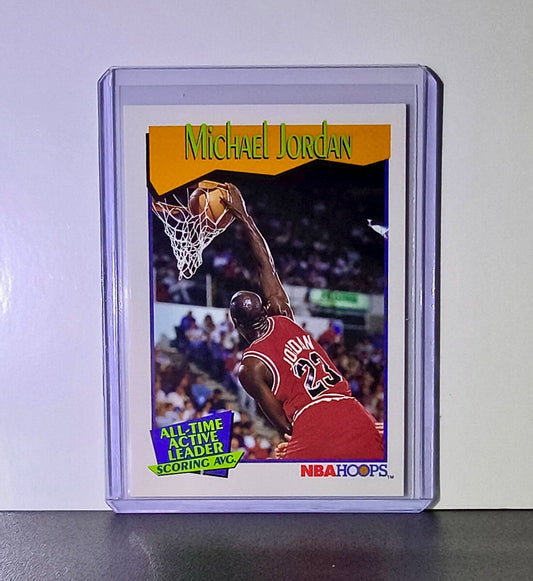 Michael Jordan 1991-92 NBA Hoops #536 All Time Active Leader Card Chicago Bulls