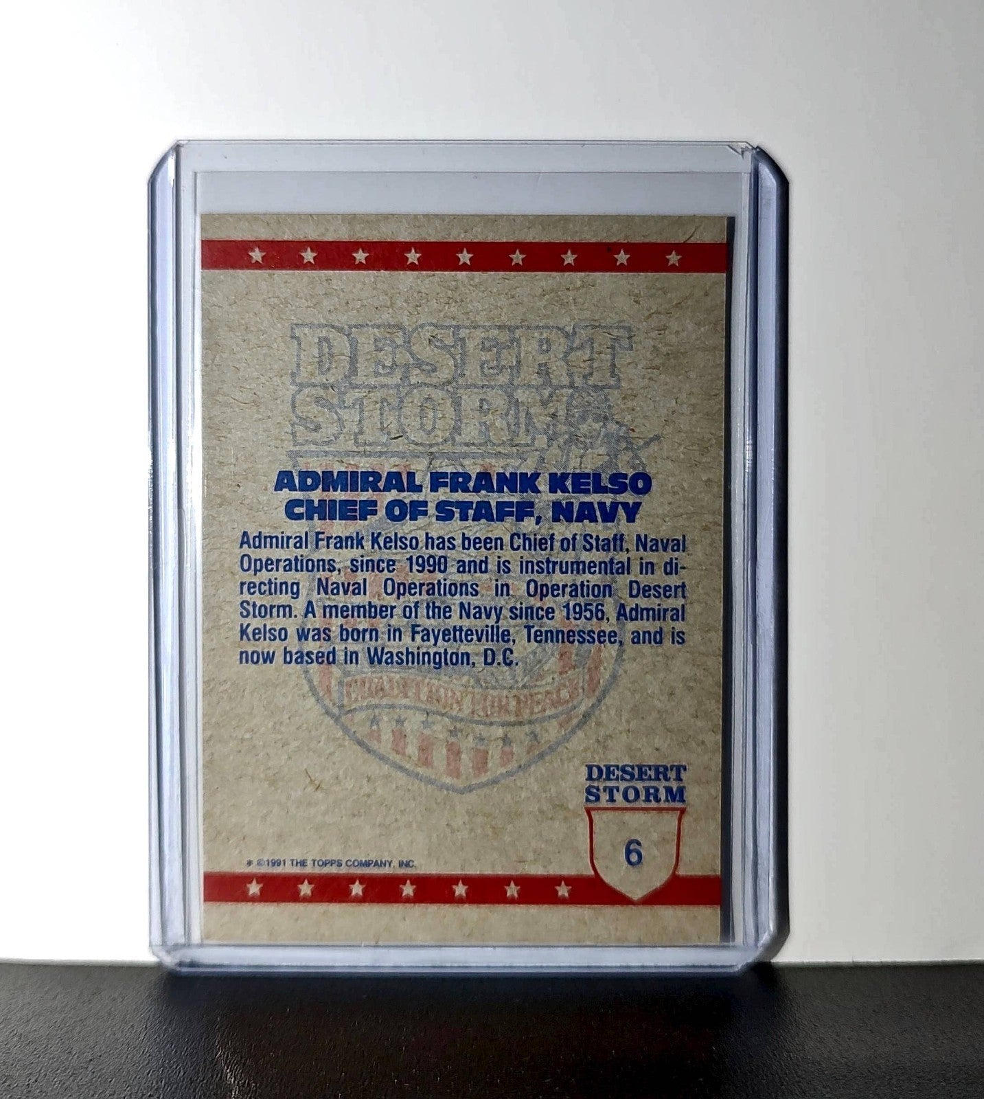 Admiral Frank Kelso 1991 Topps Desert Storm #6 Card