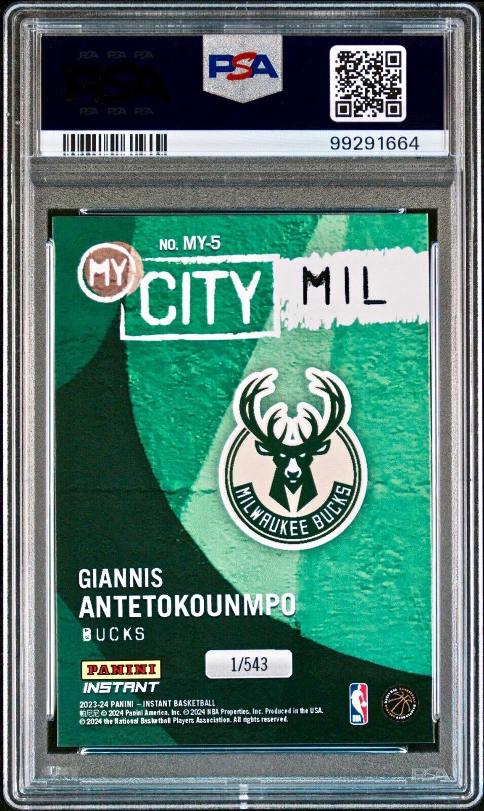 Giannis Antetokounmpo 2023 Panini MyCity NBA #MY-5 Basketball Card PSA 9 Mint