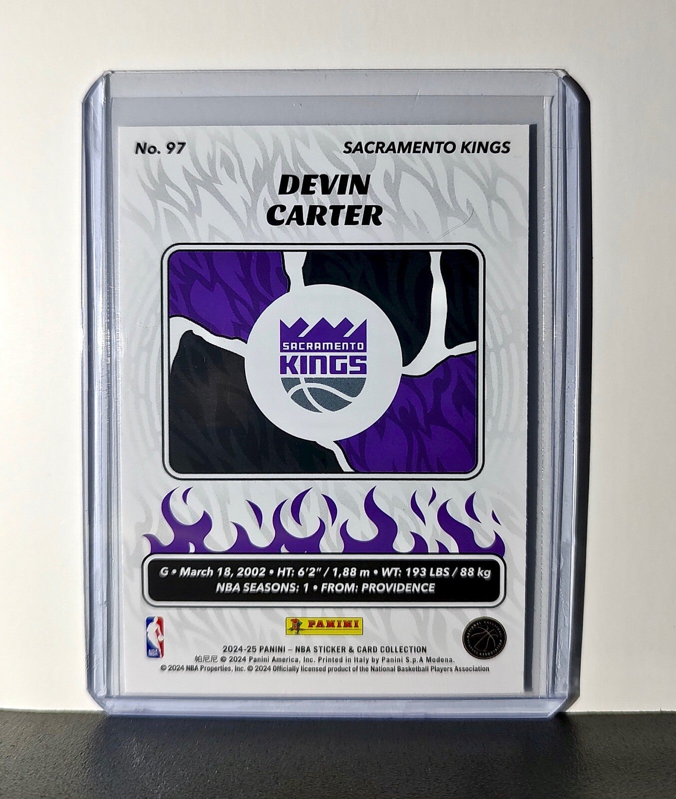 Devin Carter Rookie 2024-25 Panini NBA #97 Sticker Card Sacramento Kings