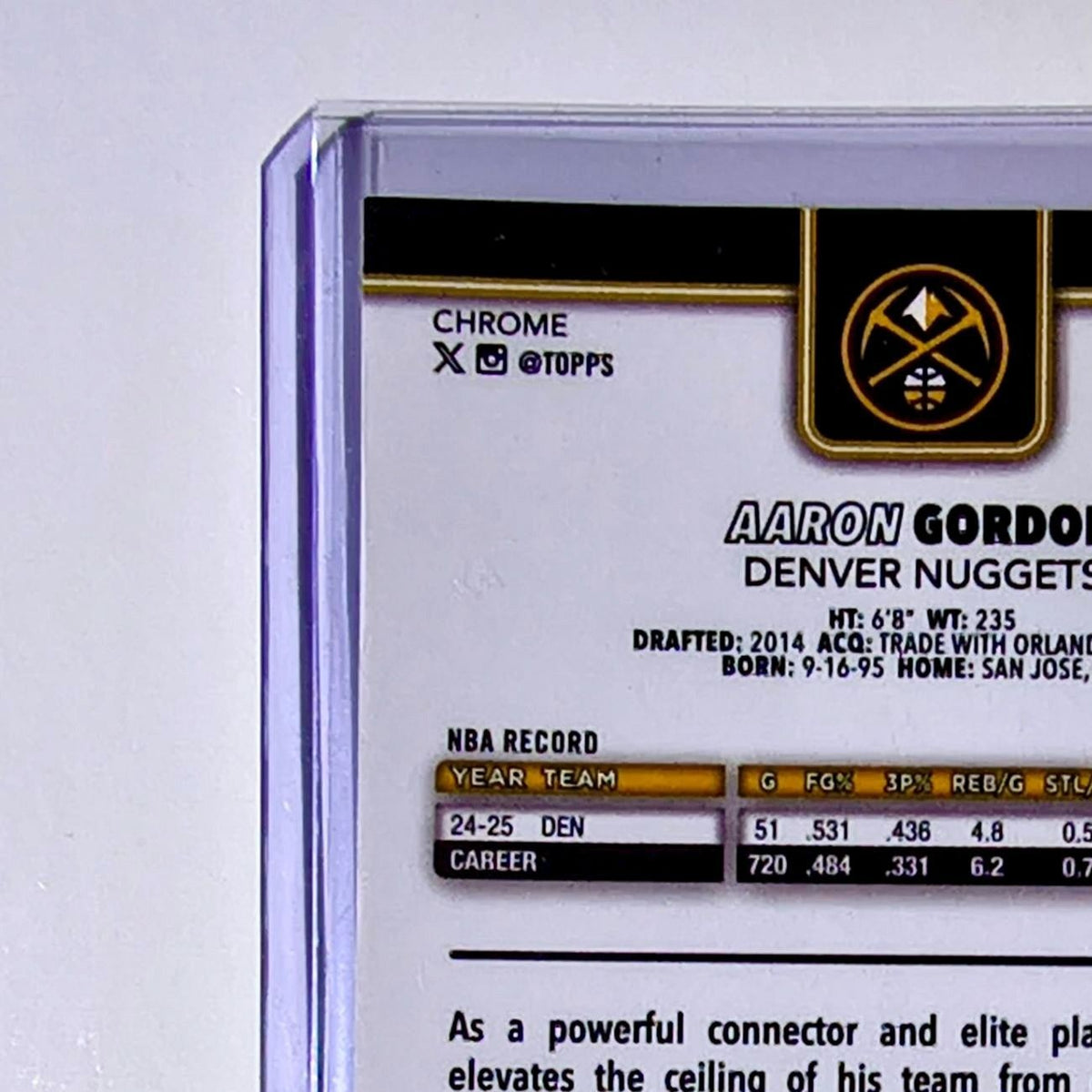 Aaron Gordon 2025-26 NBA Topps Chrome Update Refractor #45 Card Denver Nuggets