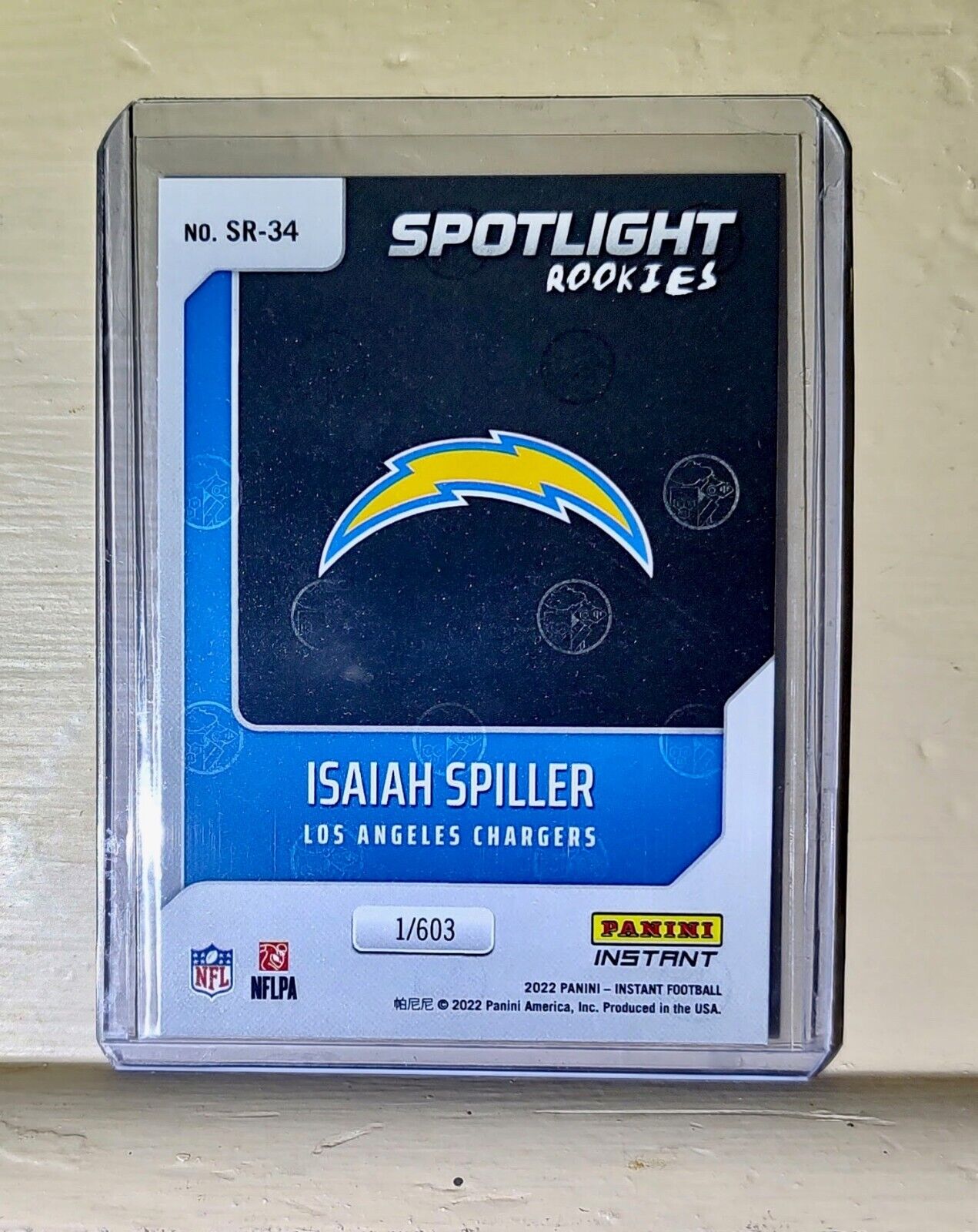 Isaiah Spiller 2022 NFL Panini #34 Spotlight Rookie Football Card 1/603