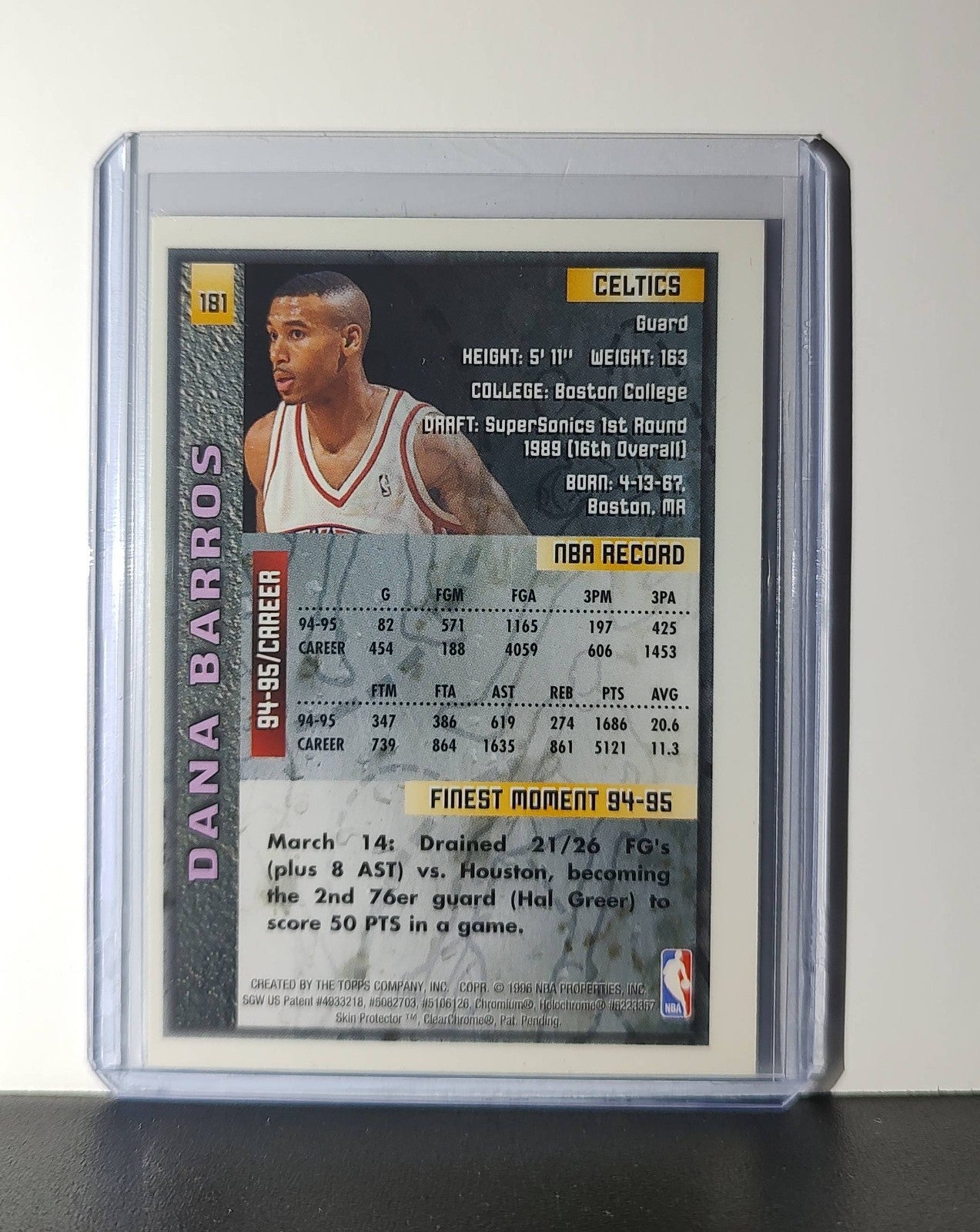 Dana Barros 1995-96 Topps Finest NBA #181 Card Boston Celtics