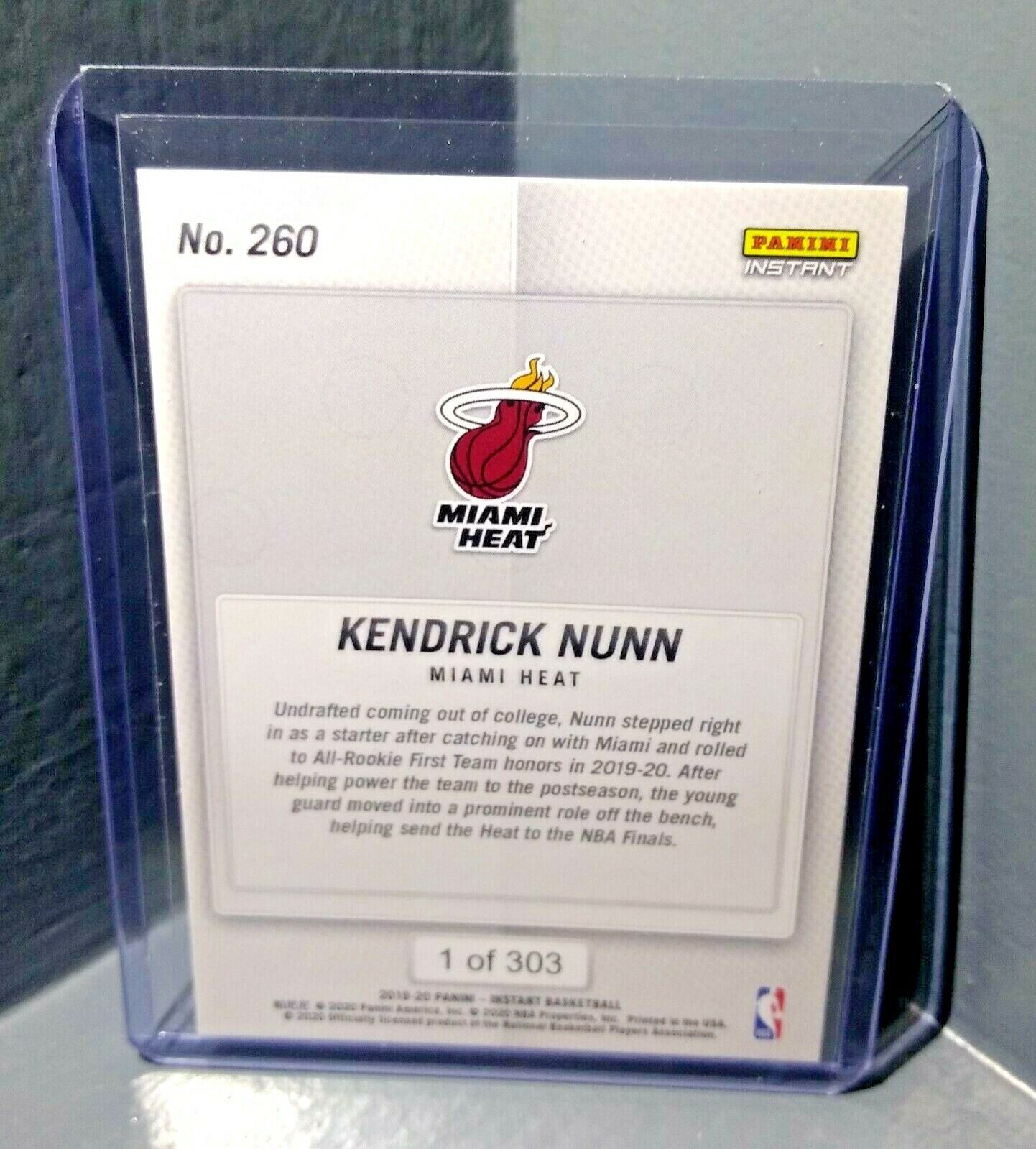 Kendrick Nunn 2019-2020 Panini NBA Instant Heat #260 Rookie Card 1 of 303