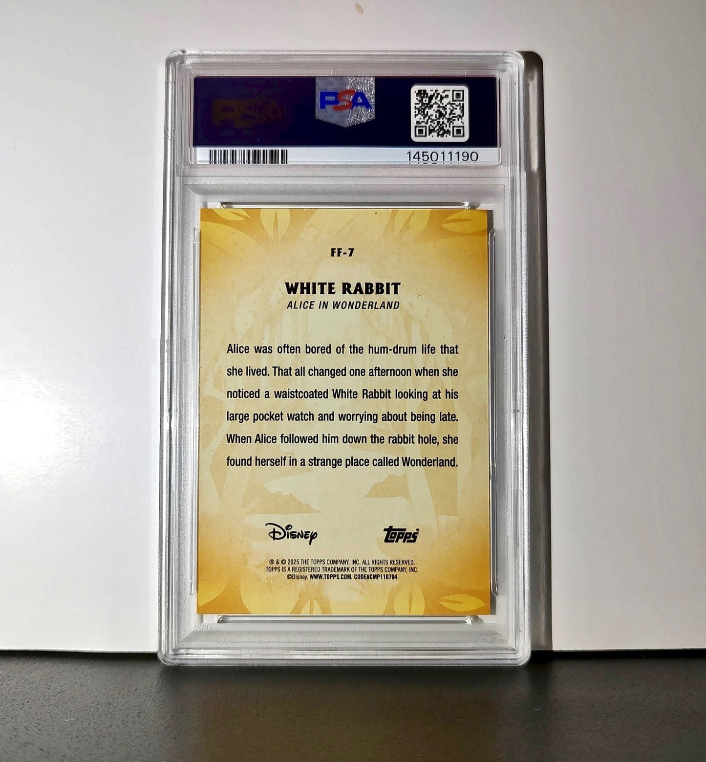 White Rabbit 2025 Topps Disney #FF-7 Furry Friends Card PSA 10 Gem