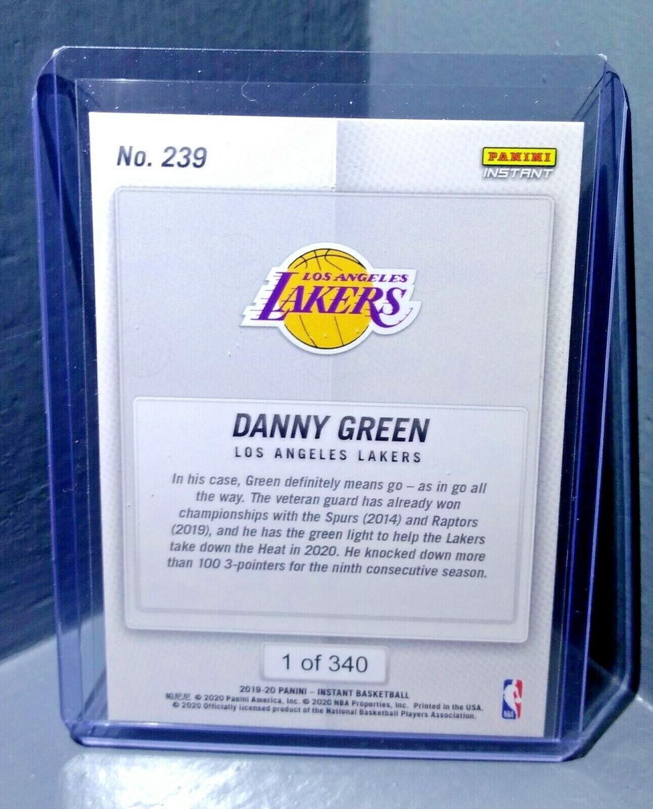 Danny Green 2019-2020 Panini NBA Instant Lakers #239 Basketball Card 1 of 340