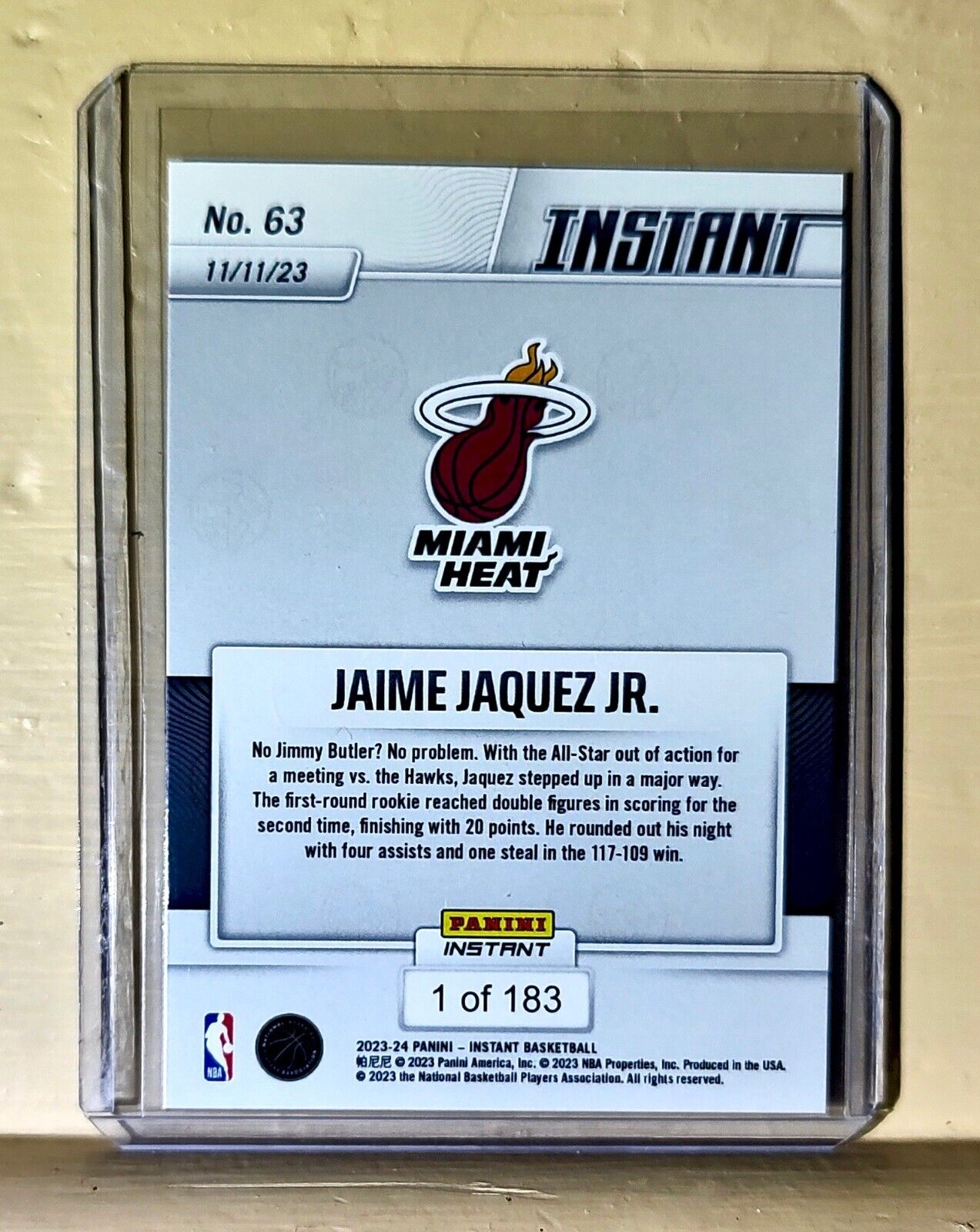 Jaime Jaquez Jr. 2023-24 Panini #63 NBA Rookie Basketball Card Heat 1 of 183