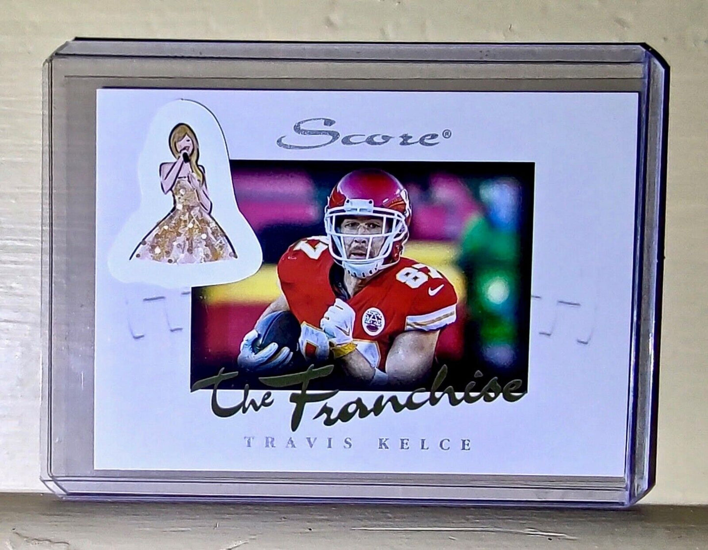 Taylor Swift Sticker Travis Kelce 2021 Panini NFL Score The Franchise #16 Card