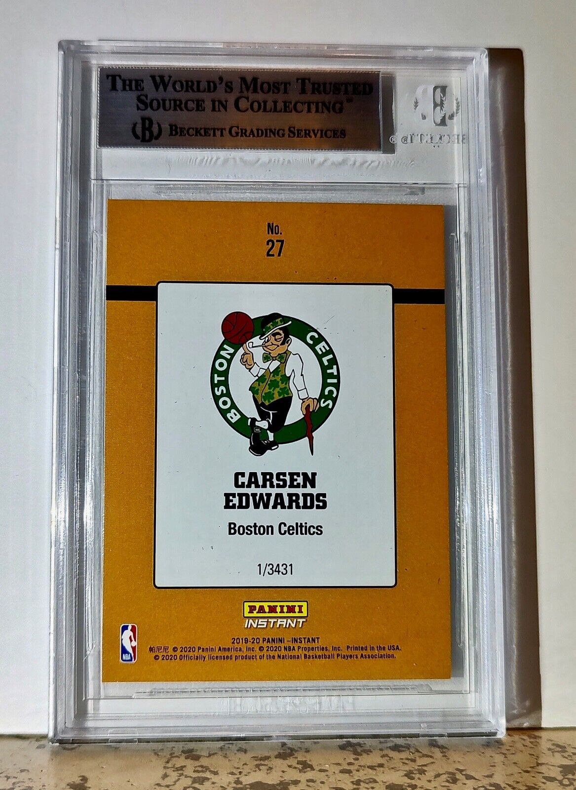 Carsen Edwards 2019-20 Panini NBA #27 Rated Rookies 1/3431 BGS 9 Mint Celtics