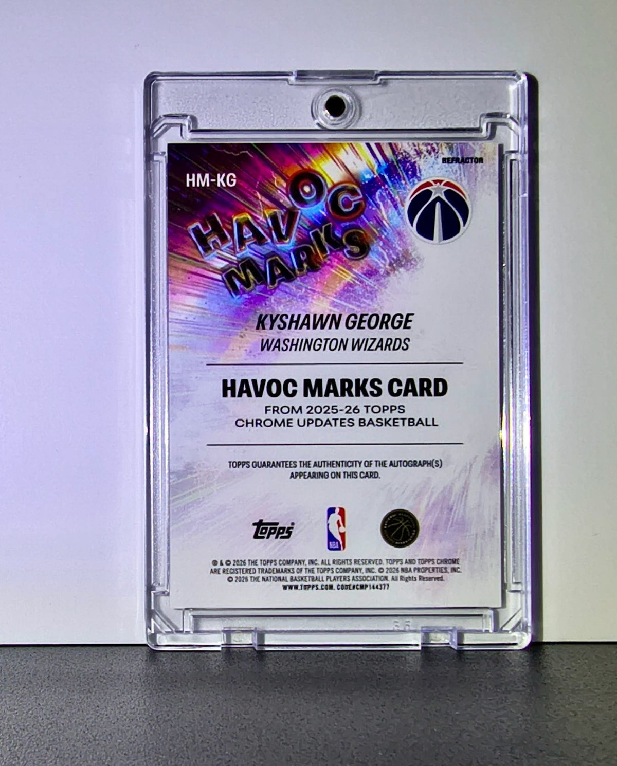 Kyshawn George 2025-26 NBA Topps Chrome Update #HM-KG Havoc Marks Refractor Auto