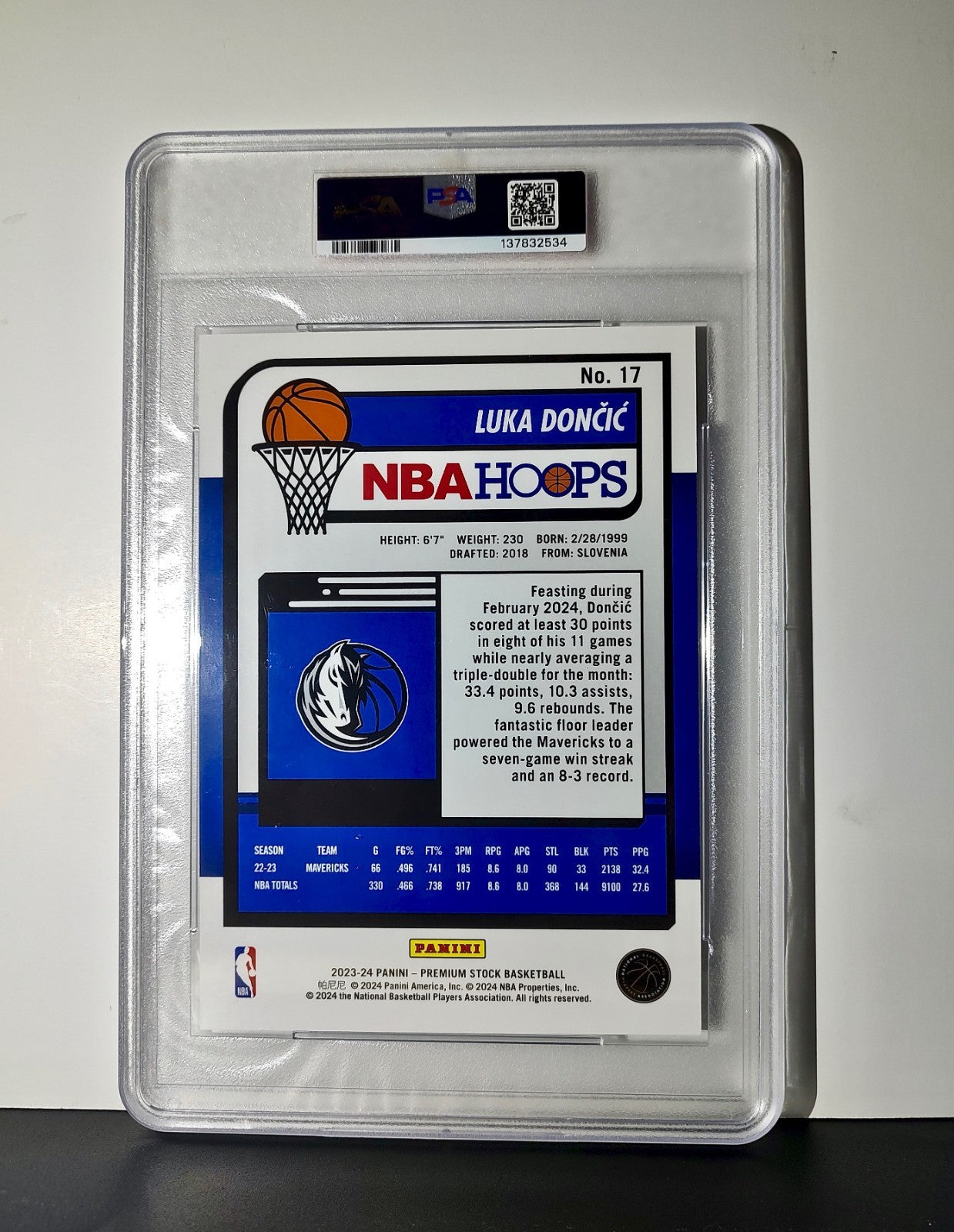 Luka Doncic 2023 Panini Premium Stock NBA Hoops #17 Jumbo PSA 10 Gem Mint