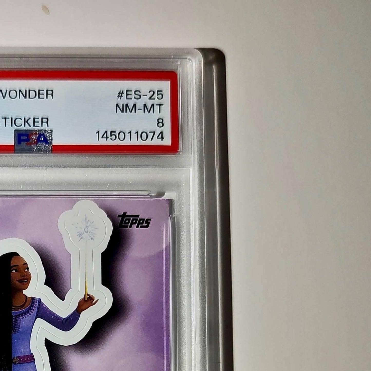 Asha 2025 Topps Disney #ES-25 Enchanted Sticker Card Wish PSA 8