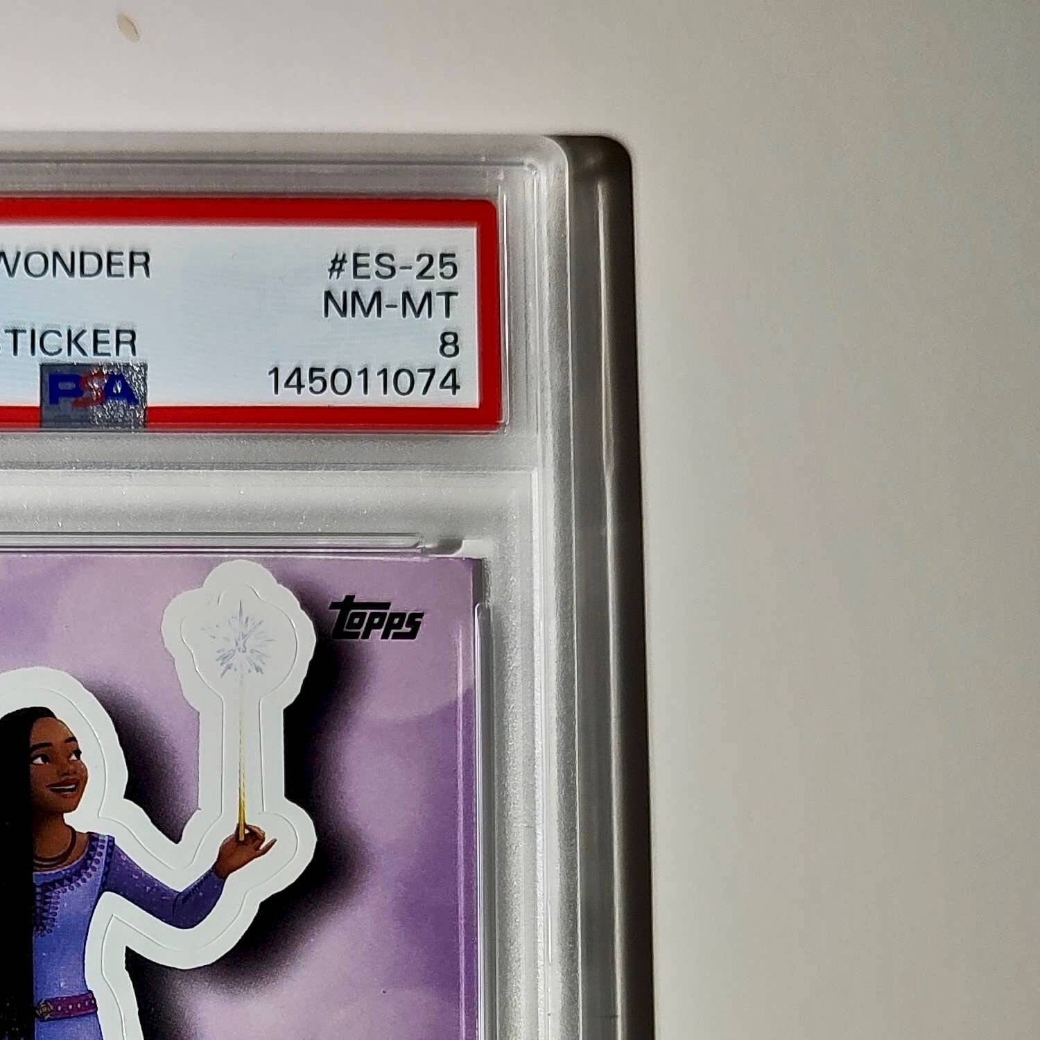 Asha 2025 Topps Disney #ES-25 Enchanted Sticker Card Wish PSA 8