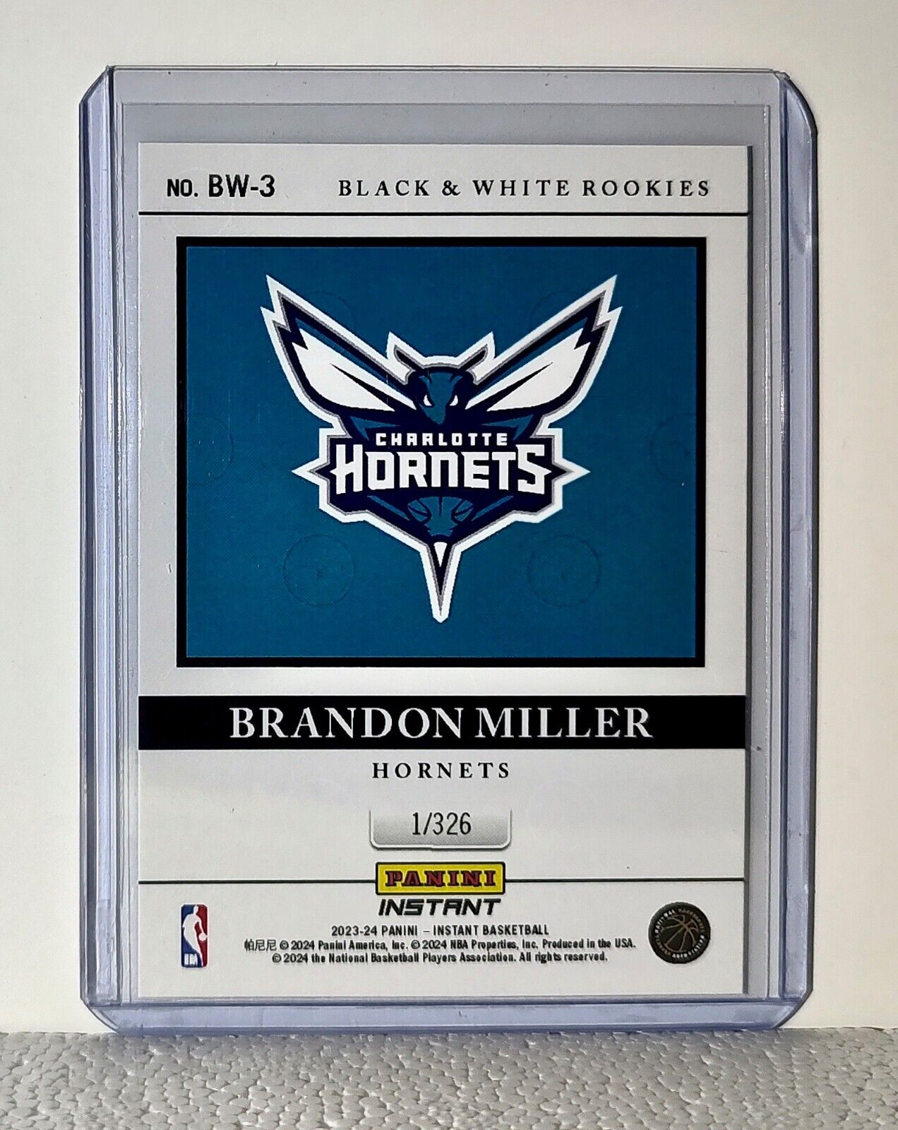 Brandon Miller 2023-24 Panini NBA #3 Black and White Rookies Card 1/326