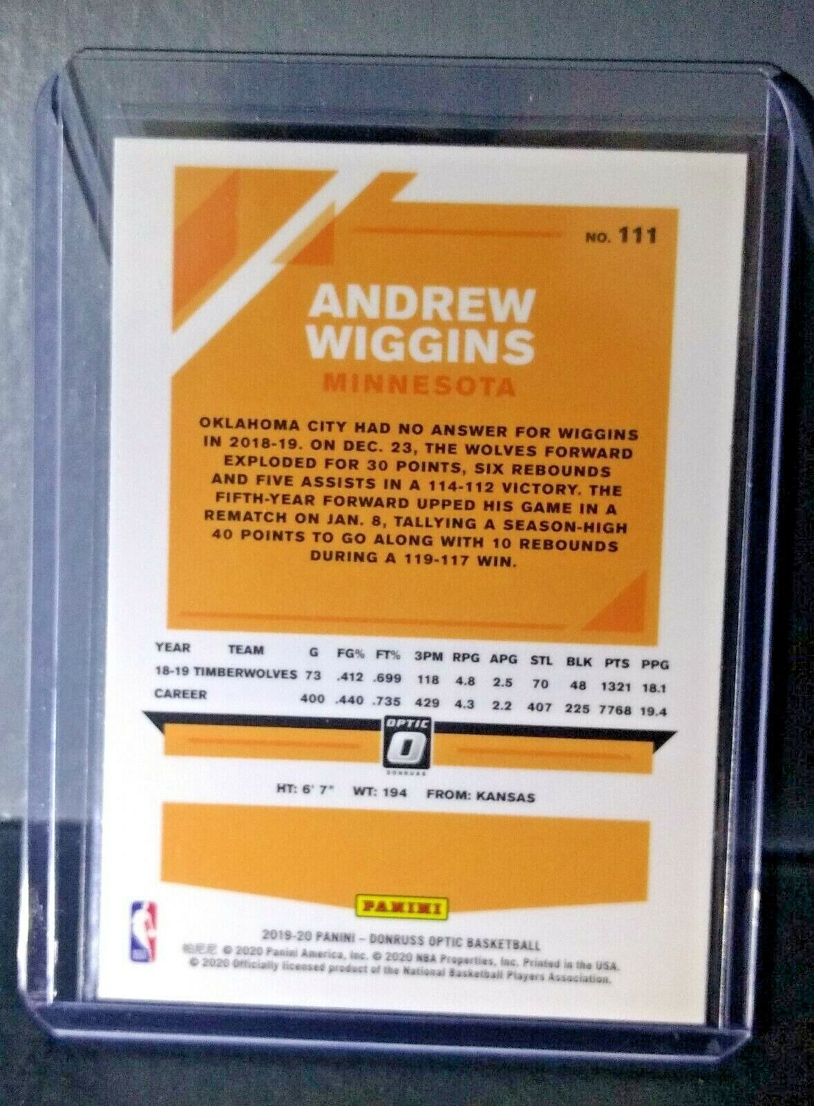 Andrew Wiggins 2019-20 Panini Donruss Optic #111 Basketball Card