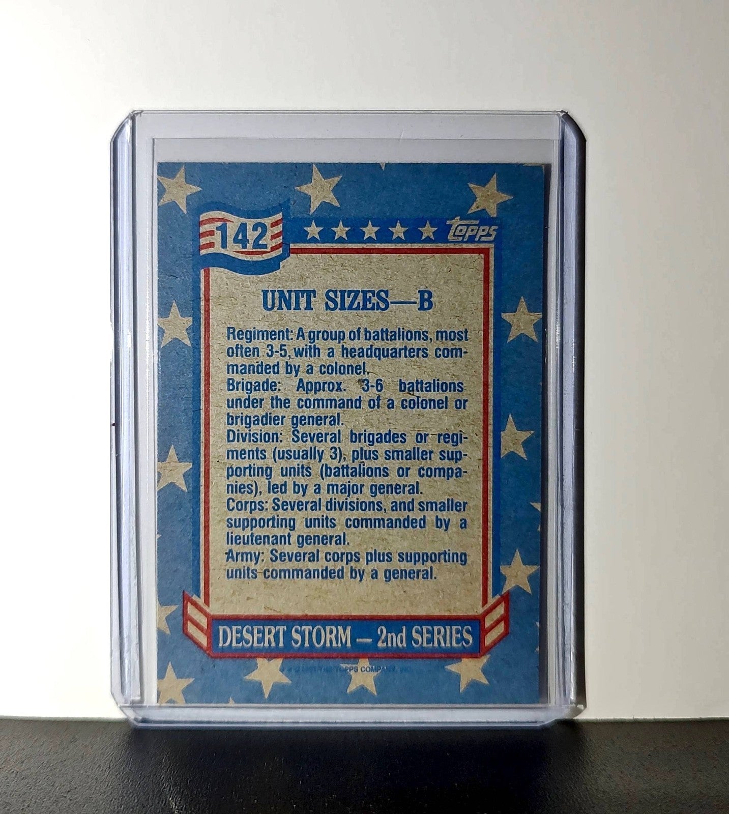 Unit Sizes – B 1991 Topps Desert Storm #142 Card