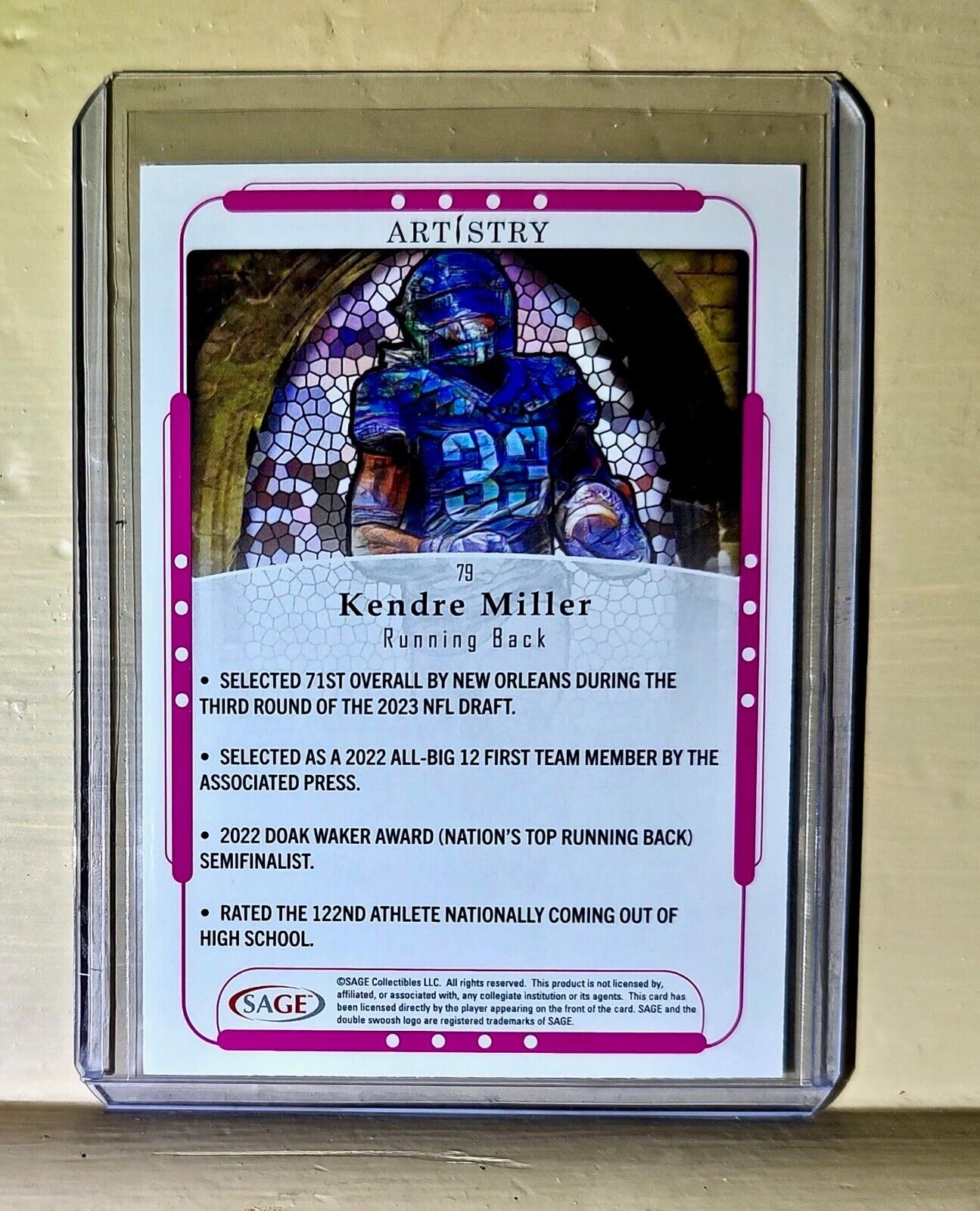 Kendre Miller 2023 SAGE NFL Artistry Football #79 Card