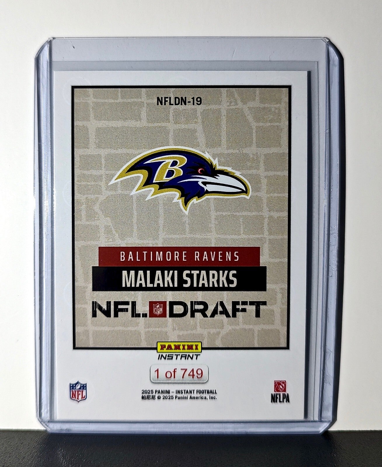 Malaki Starks Rookie 2025 NFL Draft #19 Football Card Baltimore Ravens 1 of 749
