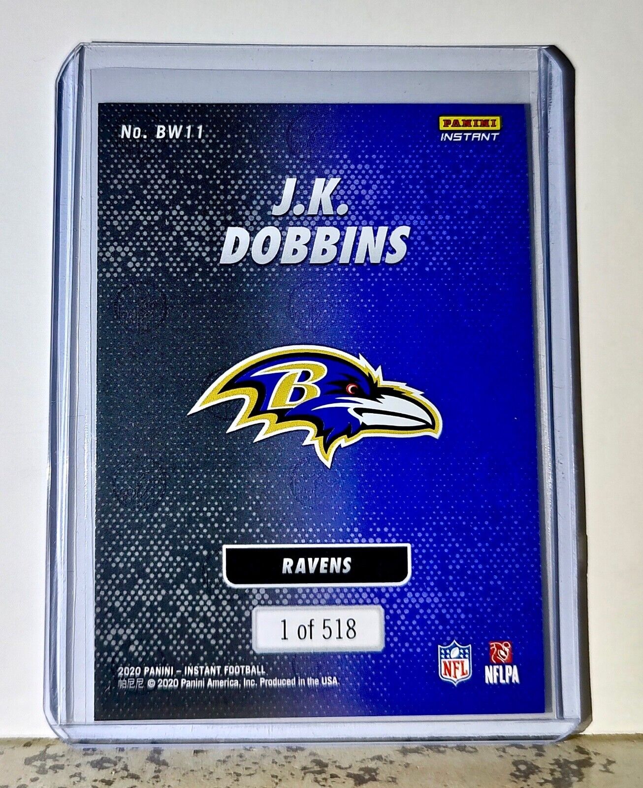 JK Dobbins 2020 Panini NFL #11 Black and White Rookies Card Ravens 1 of 518