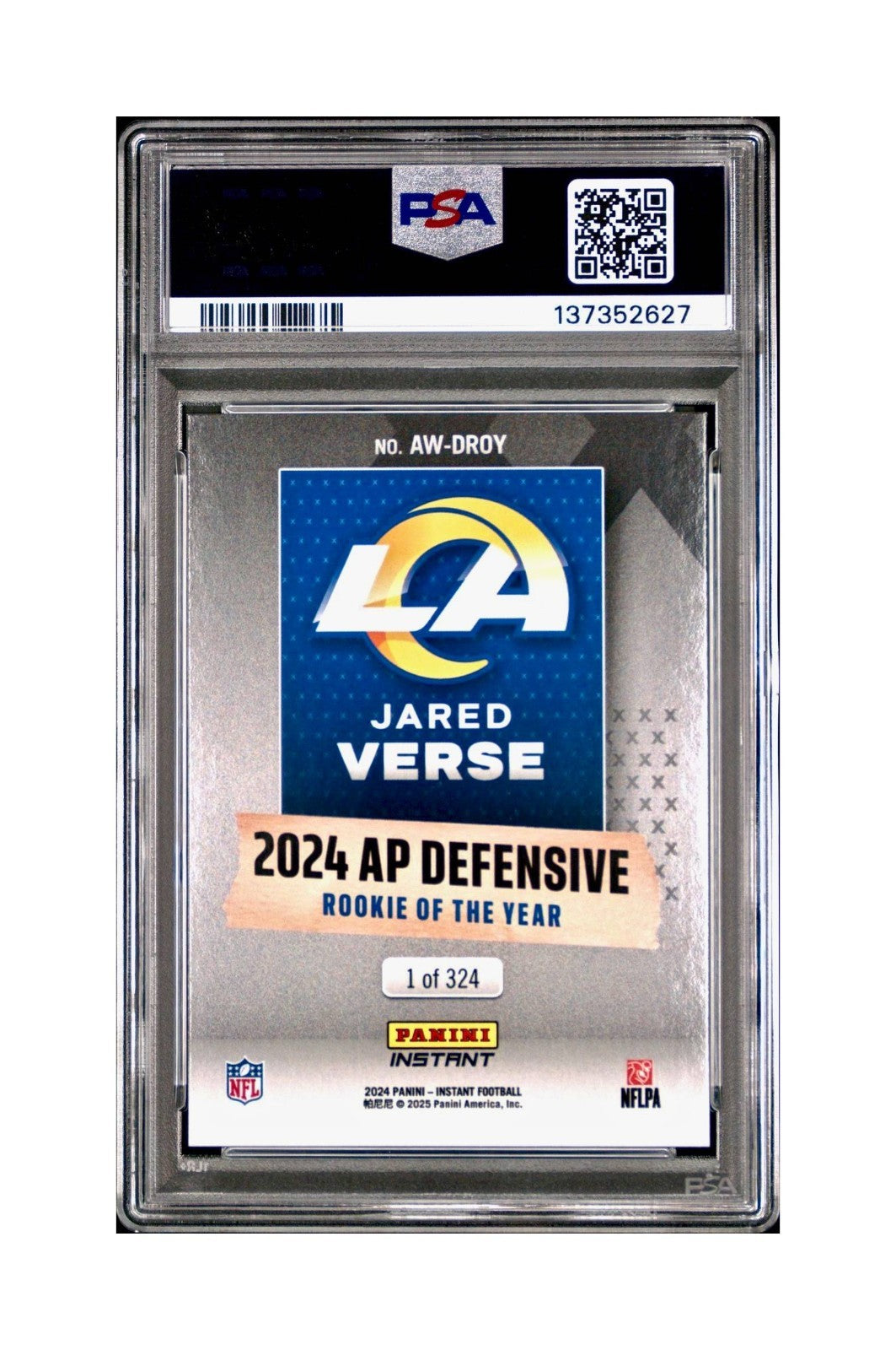 Jared Verse 2024 Panini NFL AP Defensive Rookie of the Year Rams PSA 10 Gem Mint