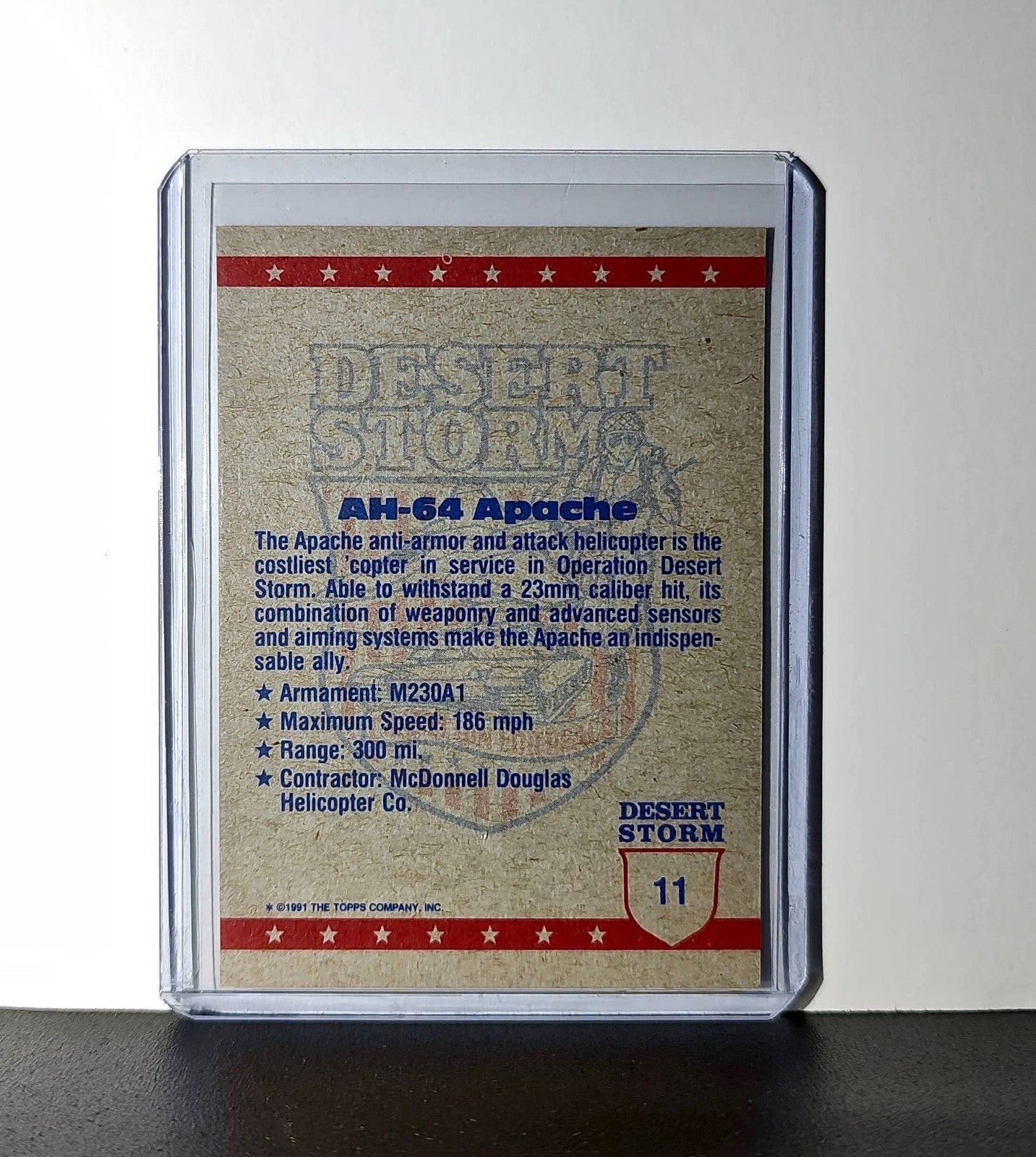 AH-64 Apache 1991 Topps Desert Storm #11 Card