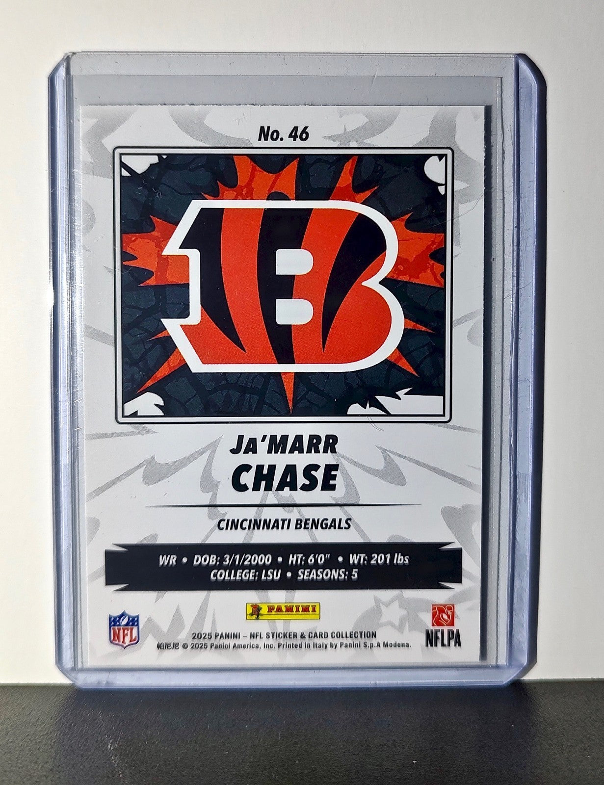 Ja’Marr Chase 2025 Panini NFL #46 Foil Sticker Card Cincinnati Bengals