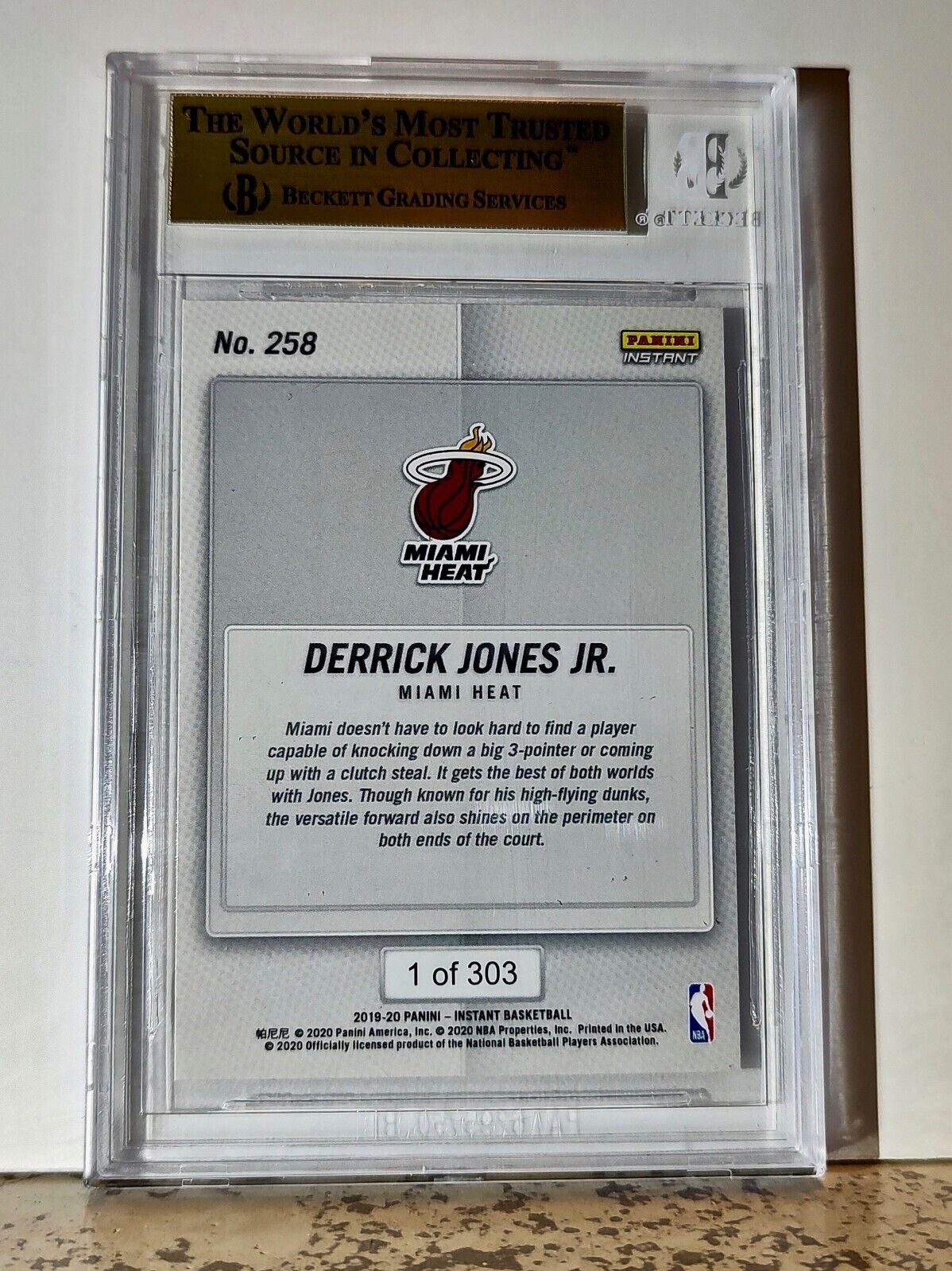 Derrick Jones Jr 2019-20 Panini NBA #258 Basketball 1 of 303 BGS 9.5 Gem Heat