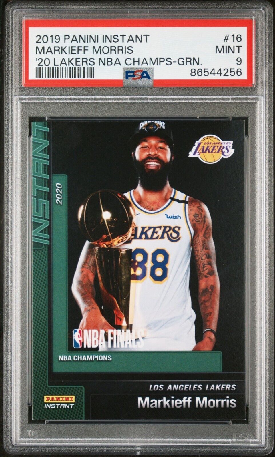 Markieff Morris 2020 Panini Lakers NBA Champions #16 Green Card 10/10 PSA 9 Mint