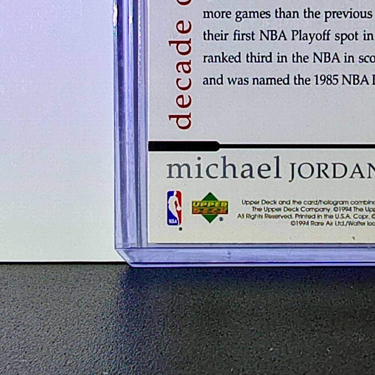 Michael Jordan 1994 Upper Deck Rare Air MJ Decade of Dominance #63 Card Bulls
