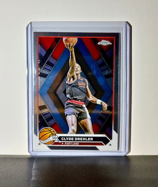 Clyde Drexler 2023-24 Topps Chrome NBA #72 Card Portland Trail Blazers