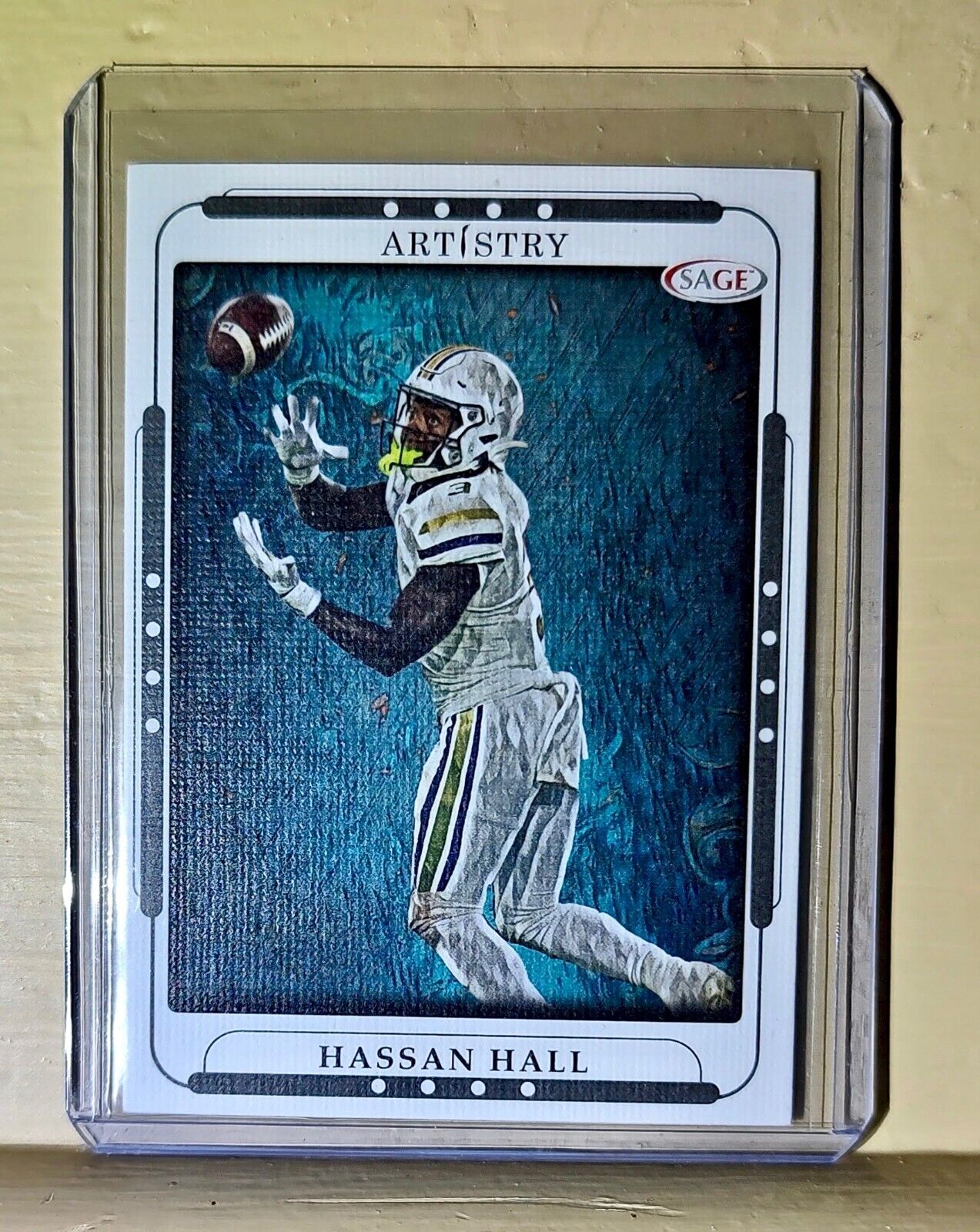 Hassan Hall 2023 SAGE NFL Artistry Canvas Football #52 Card