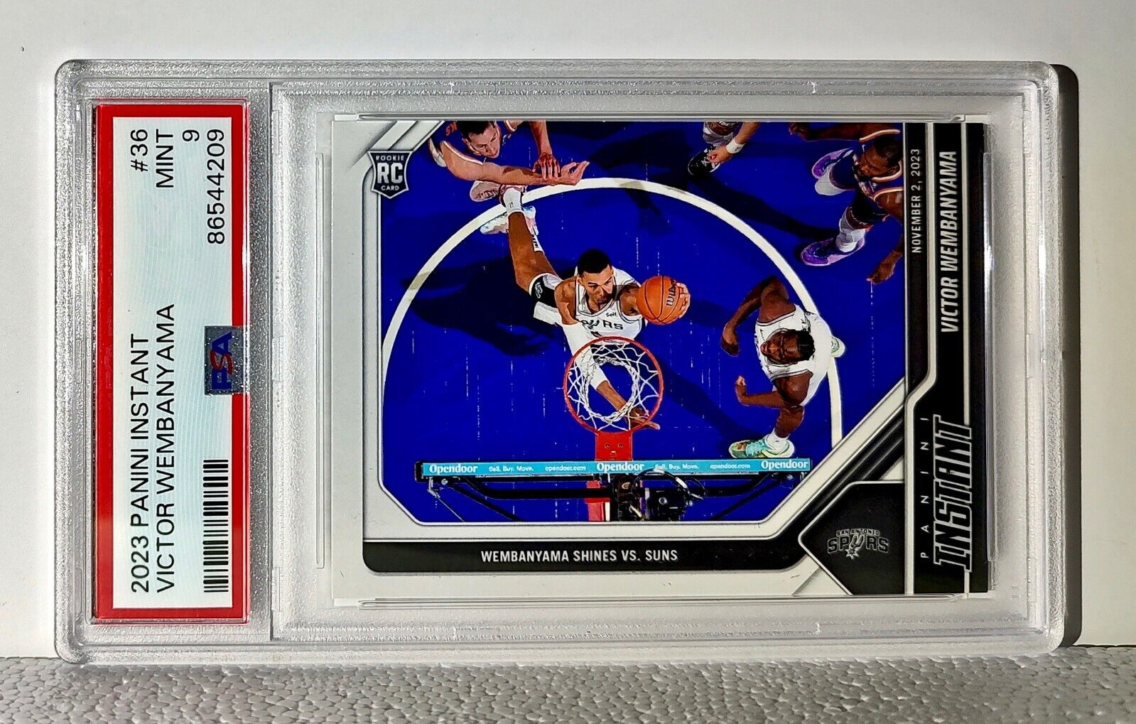 Victor Wembanyama 2023-24 Panini #36 NBA Rookie Card Spurs 1 of 6309 PSA 9 Mint