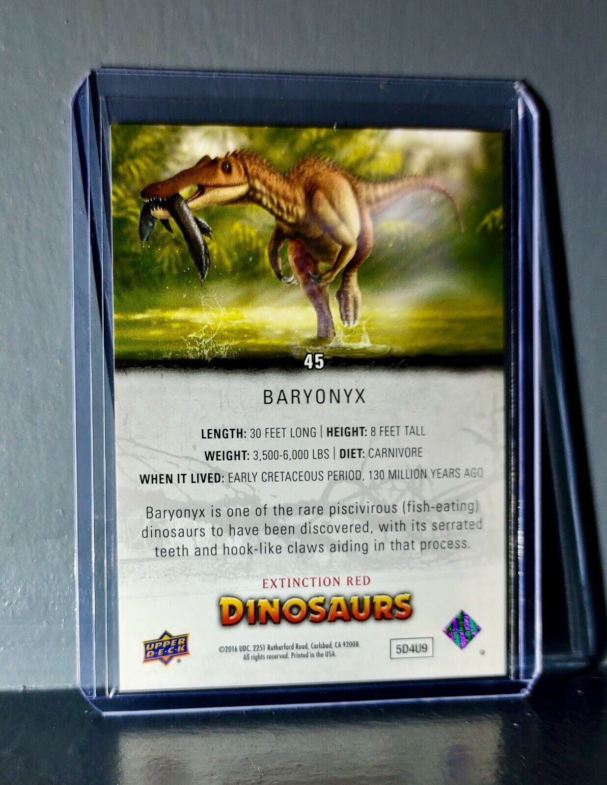 2015 Upper Deck Dinosaurs Baryonyx Extinction Red Parallel #45 Card