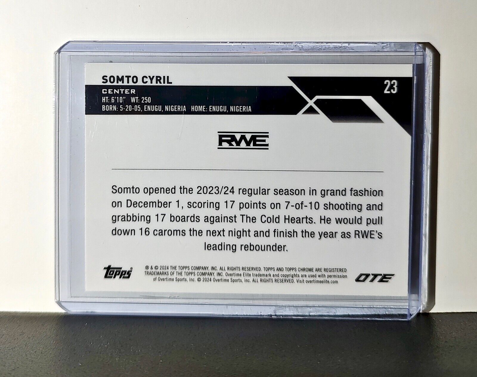Somto Cyril 2023-24 Topps Chrome Overtime #23 Card RWE