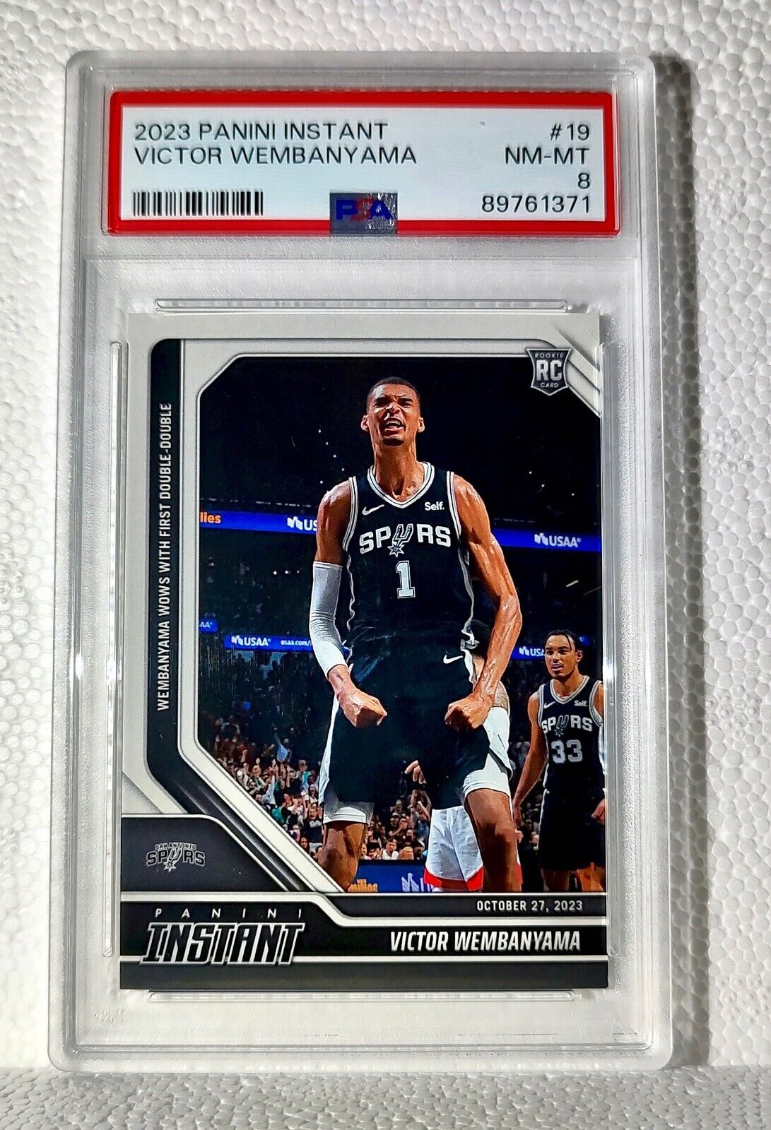 Victor Wembanyama 2023-24 Panini #19 NBA Rookie Card Spurs 1 of 18095 PSA 8 NM-M