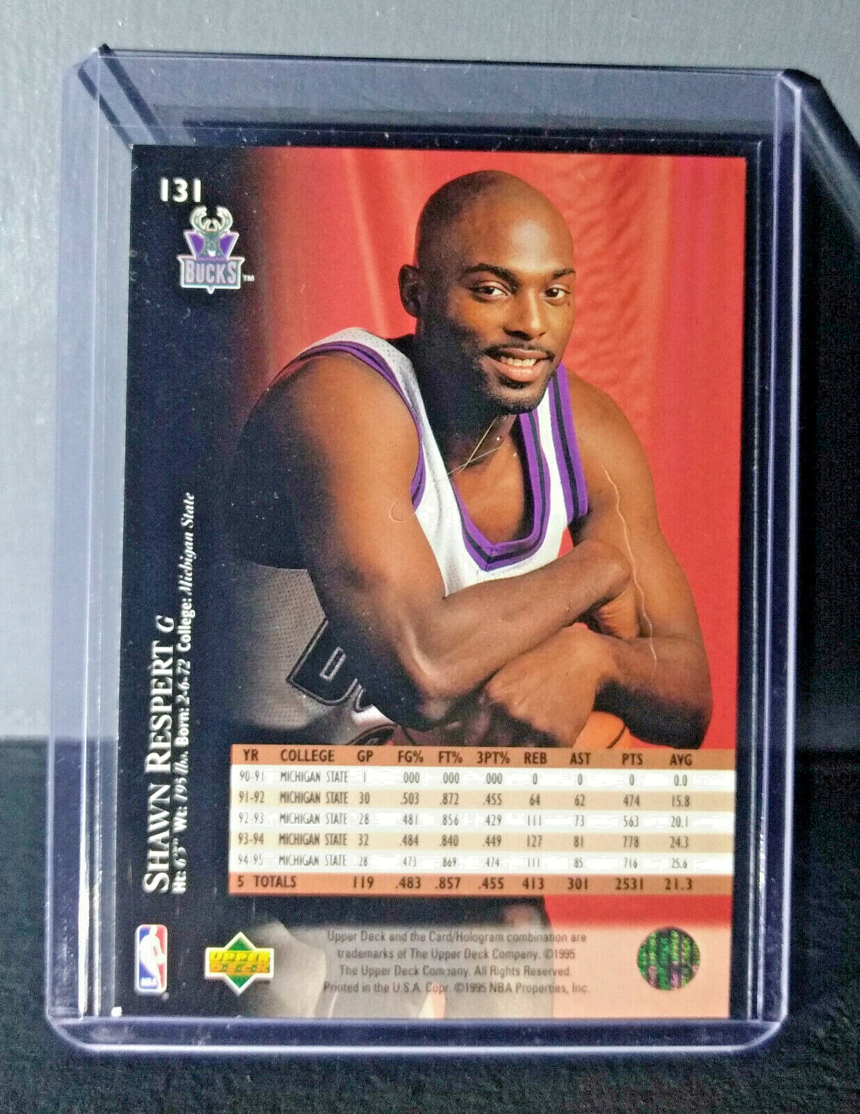 1995-96 Upper Deck Shawn Respert #131 Basketball Card