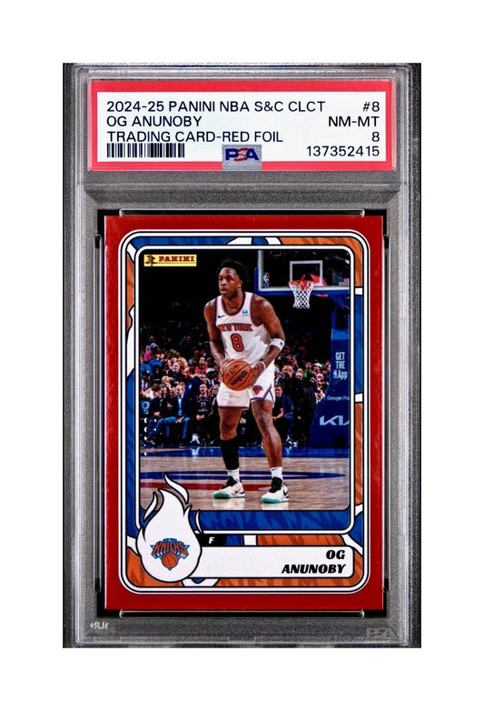 OG Anunoby 2024-25 Panini NBA #8 Sticker 1/100 Red Foil PSA 8 NM-MT