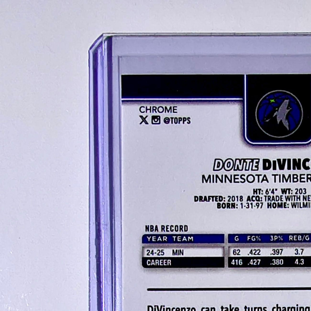 Donte DiVincenzo 2025-26 NBA Topps Chrome Update #108 Card Timberwolves