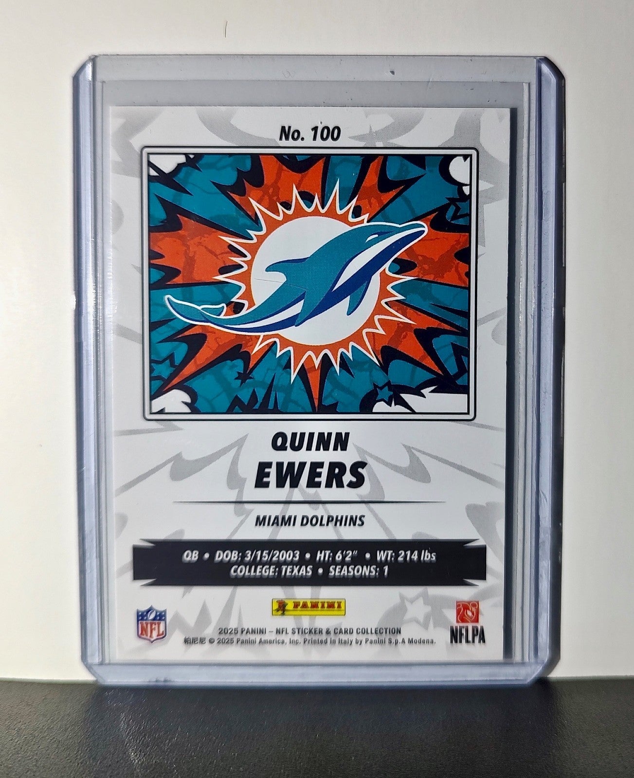 Quinn Ewers Rookie 2025 Panini NFL #100 Foil Sticker Card Miami Dolphins
