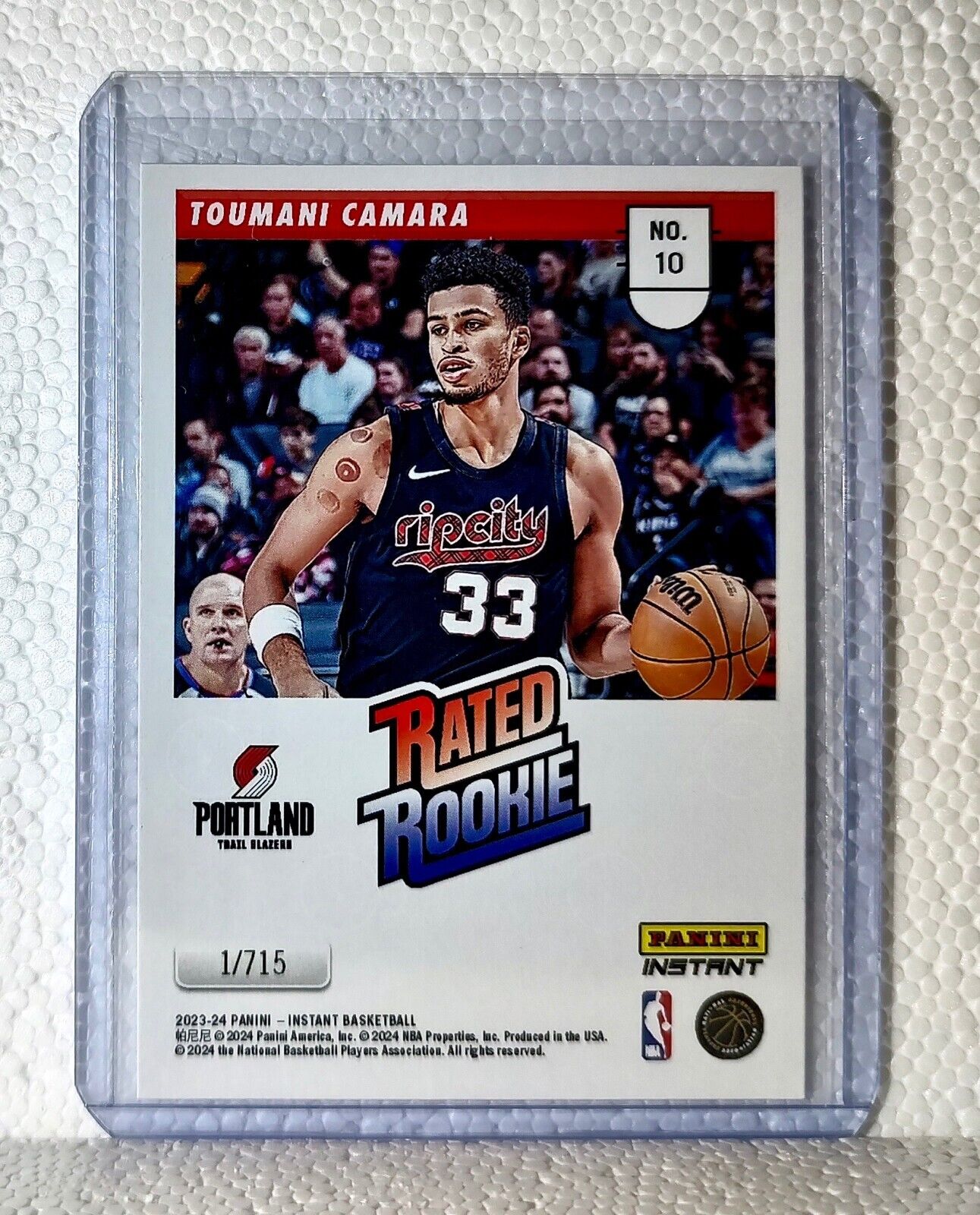 Toumani Camara 2023-24 Panini NBA #10 Rated Rookie Retro Card TrailBlazers 1/715