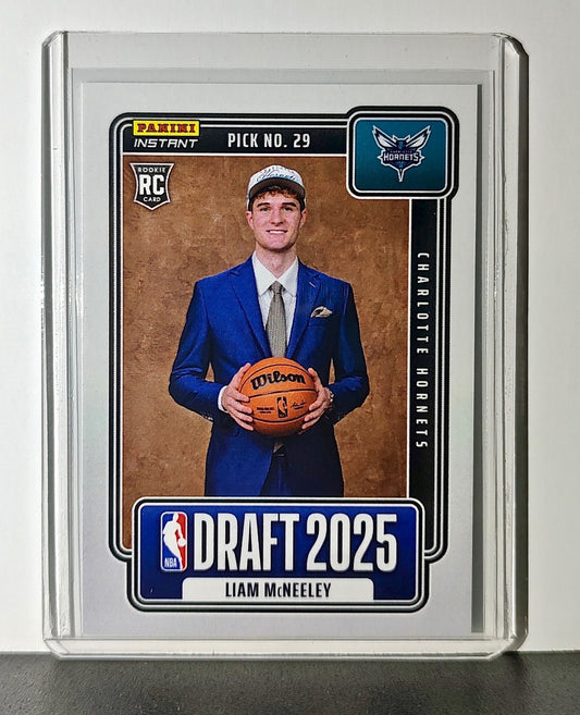 Liam McNeeley Rookie 2025-26 Panini NBA #25 Draft Night Card Charlotte Hornets