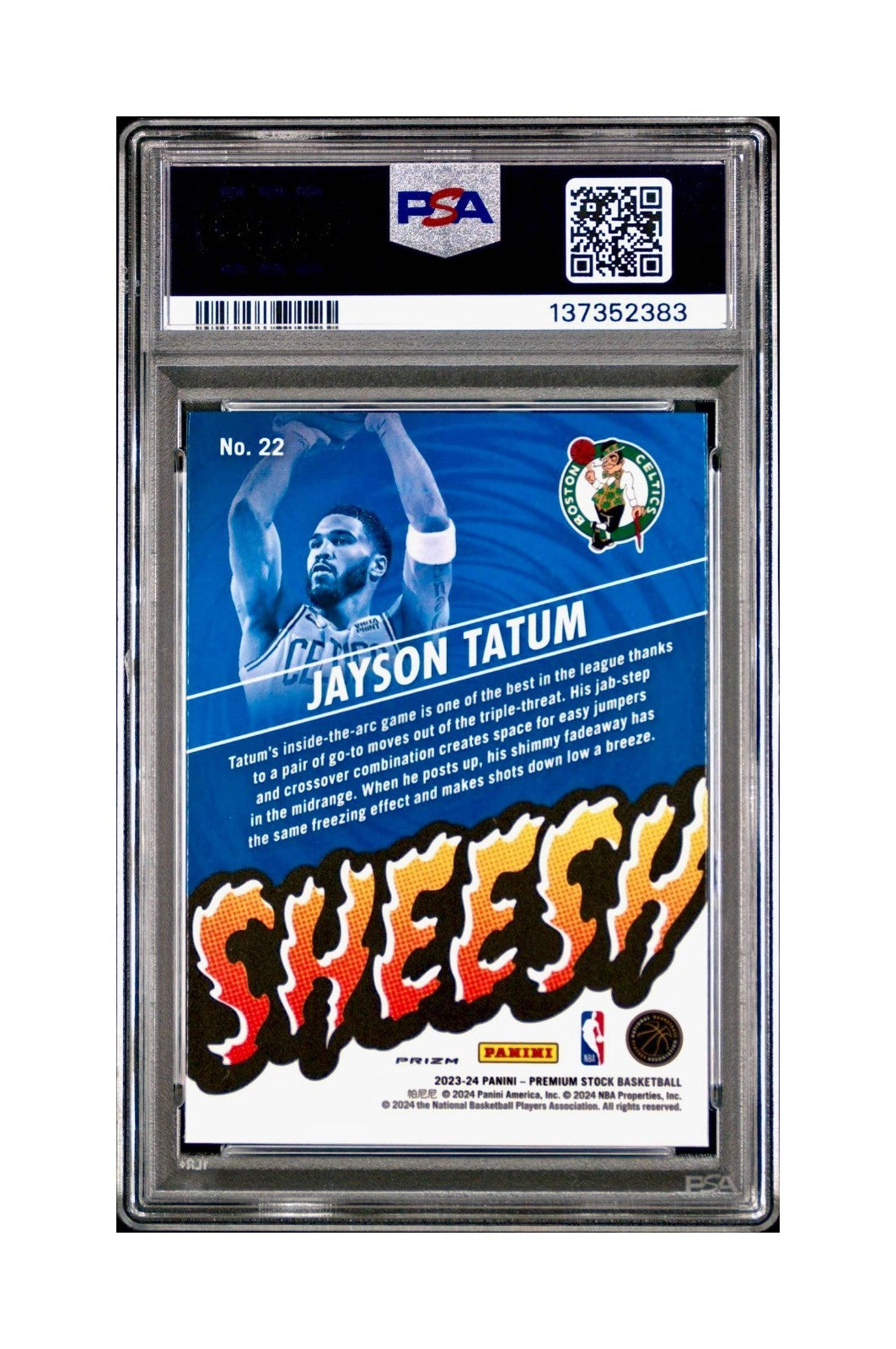 Jayson Tatum 2023 Panini Hoops Premium Sheesh #22 Disco Prizm PSA 10 Gem Mint