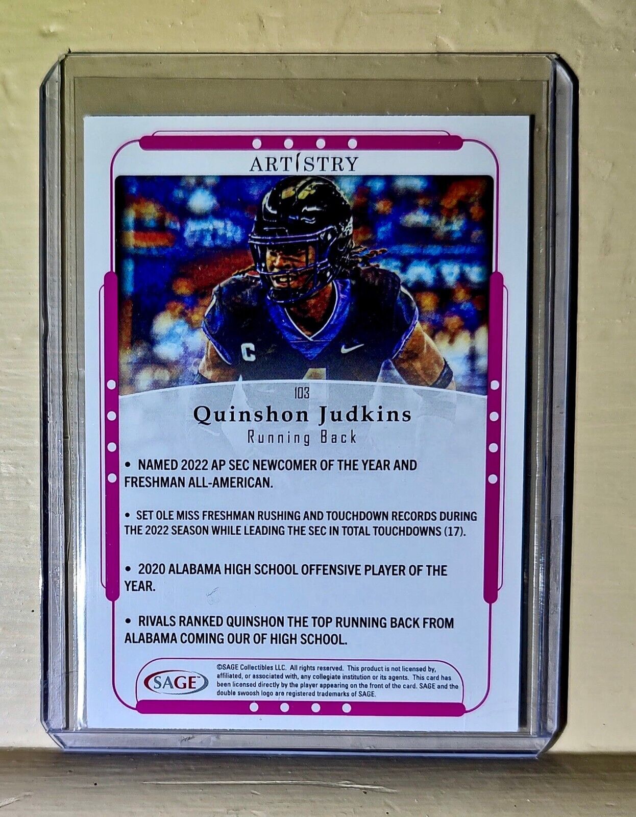 Quinshon Judkins 2023 SAGE Artistry Football #103 Card