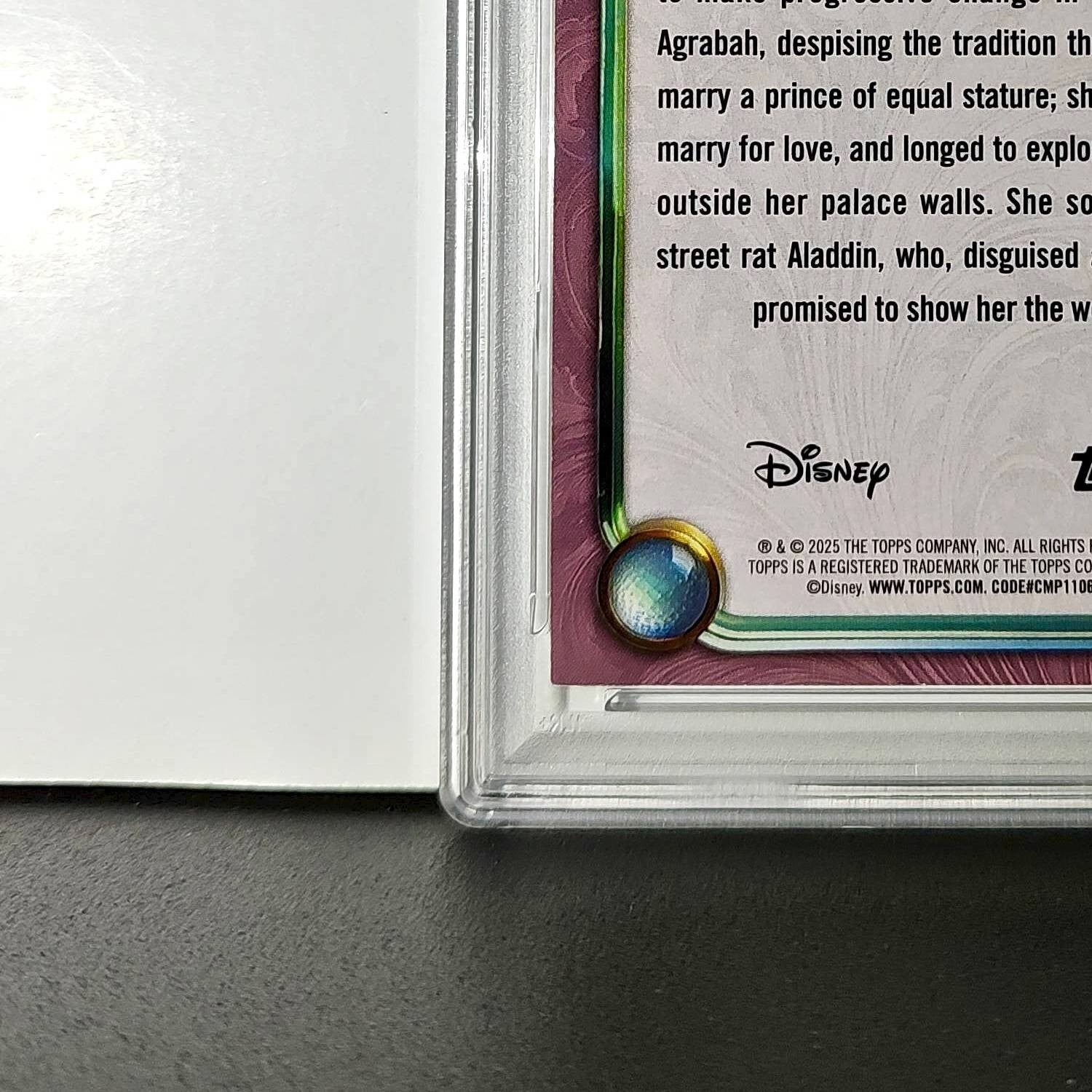 Jasmine 2025 Topps Disney Cartoon Princess #156 Card Aladdin PSA 9