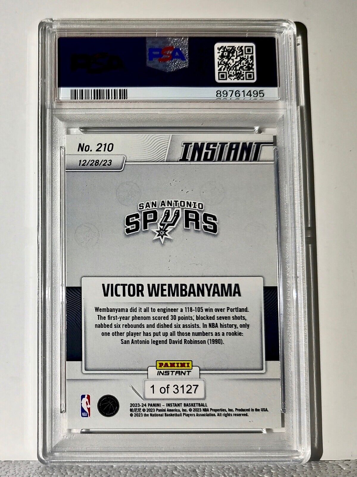 Victor Wembanyama 2023-24 Panini #210 NBA Rookie Basketball Card 1 of 3127 PSA 8