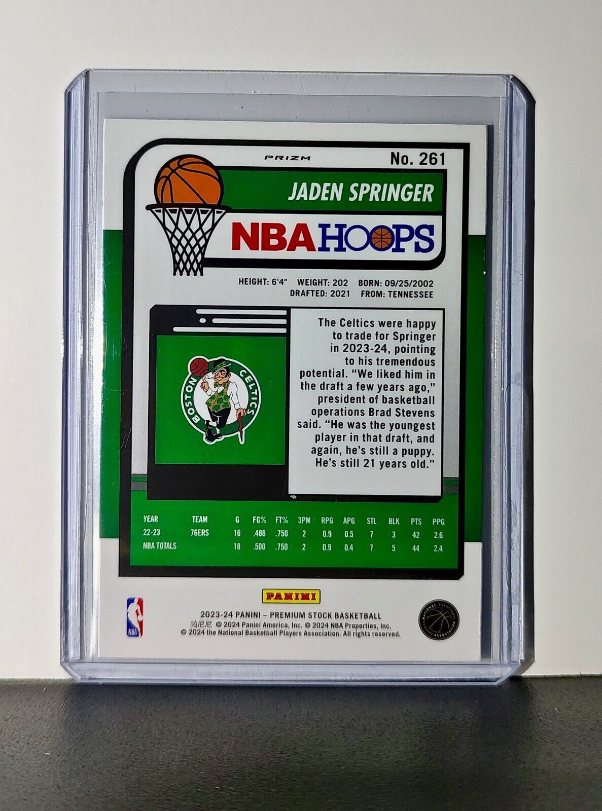 Jaden Springer 2023-24 Panini Premium NBA Hoops #261 Disco Prizm Card Celtics