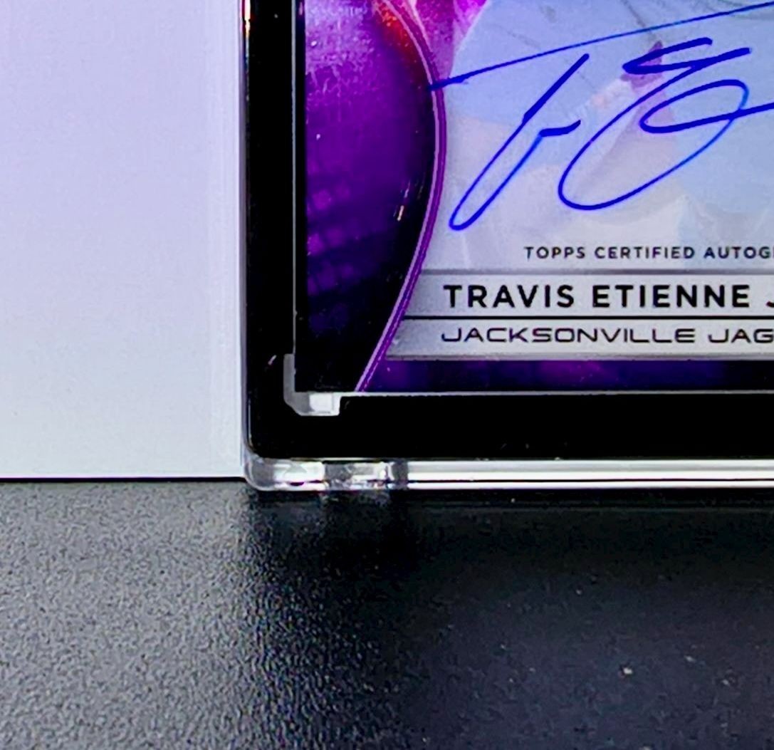 Travis Etienne Jr. 2025 NFL Topps Chrome Black #AU-TE Purple Refractor 58/75