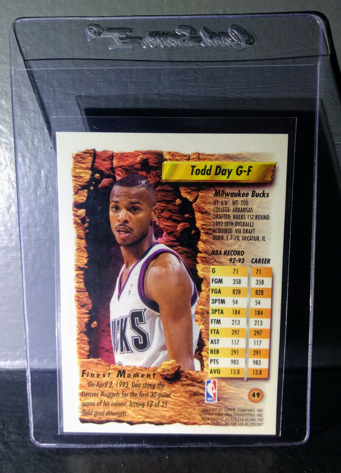 1993-94 Topps Finest Todd Day #49 Basketball Card